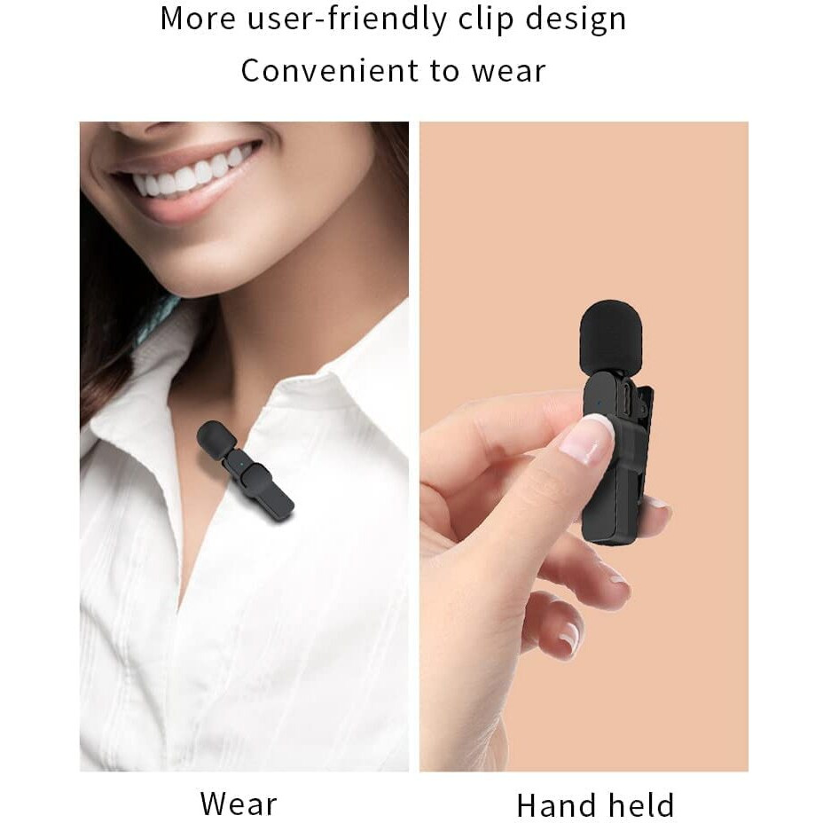 HUMBLE 2 in 1 Wireless Dynamic Lapel Collar Mic Voice Recording Filter Microphone with Receiver Compatible with Apple and All Type-C Mobile Phones for Live Shows, Interview & Vlog Short Video