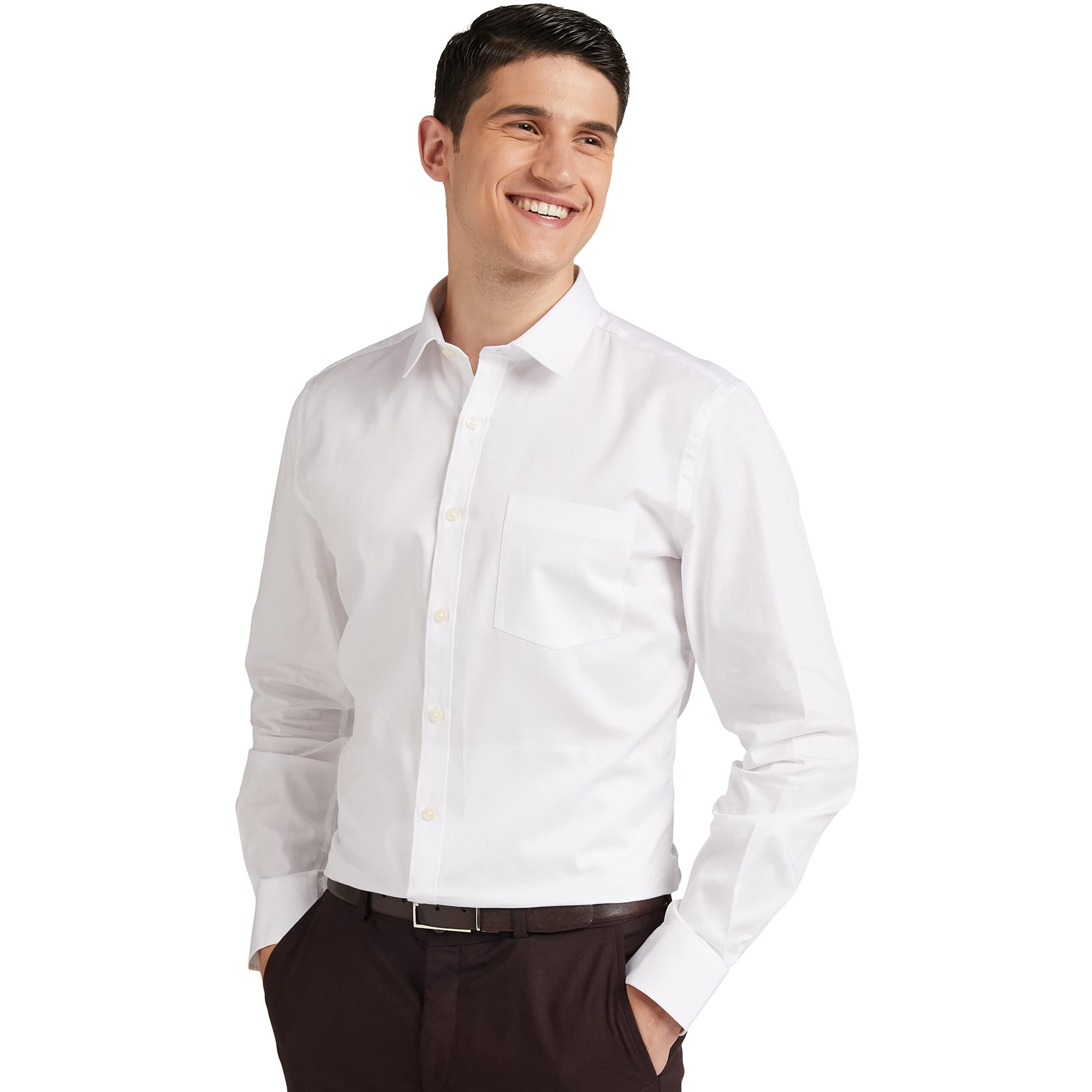 Amazon Brand - Symbol Men's 100% Cotton Slim Fit Formal Shirt White 39