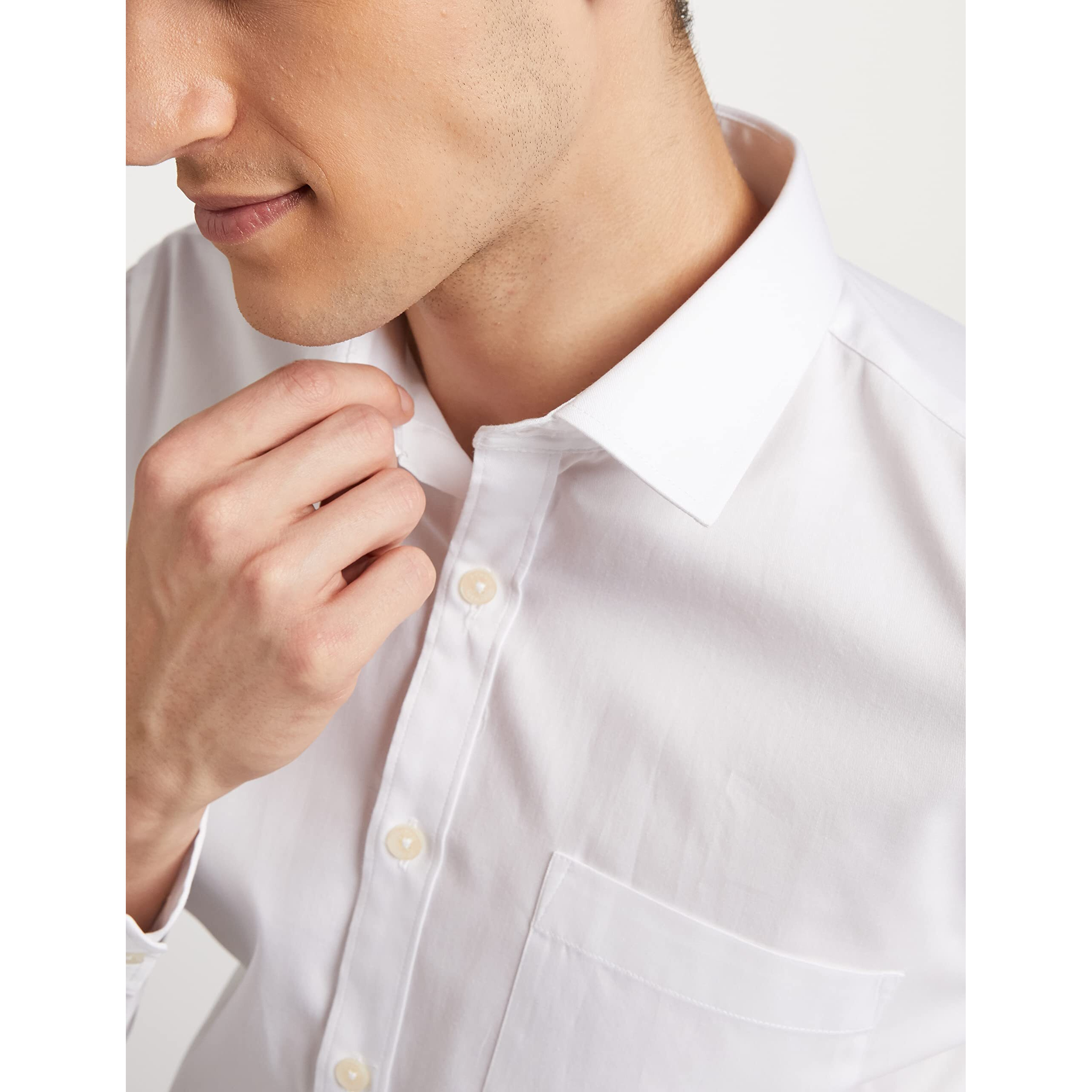 Amazon Brand - Symbol Men's 100% Cotton Slim Fit Formal Shirt White 39