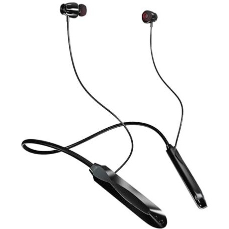 JGD Boom T2 Bluetooth 5.0 Neckband with Up to 25 Hours Playtime and Hi-Fi Stereo Sound in Ear Dual Pairing, Magnetic earpiece,Voice Assistant with Mic (Black)
