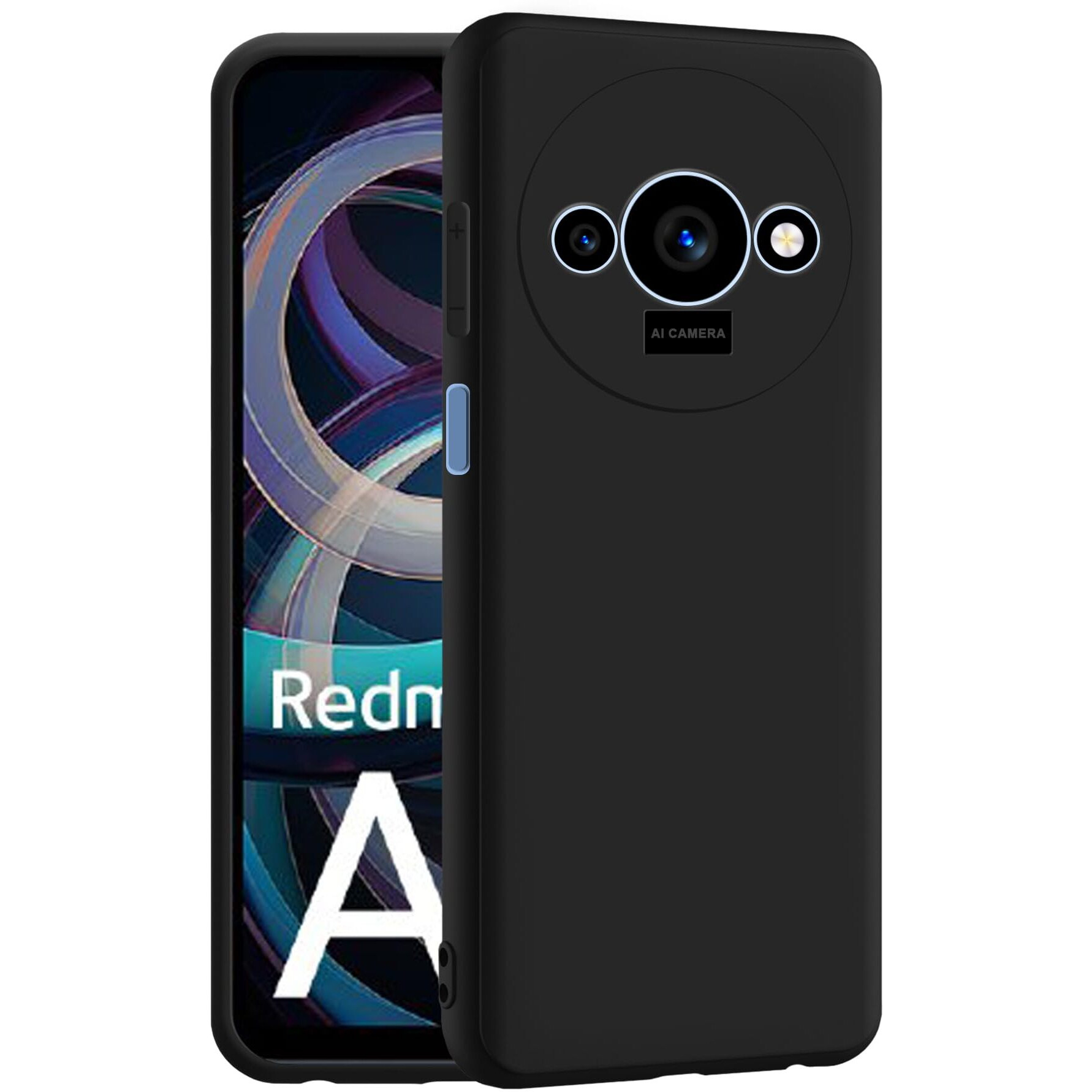 CEDO Redmi A3 / Redmi A3x / Poco C61 (4G) Back Cover | Camera Bump Protection & Inner Velvet Fabric Lining | Ultra Slim Matte Soft Rubberised Case Cover (Black)