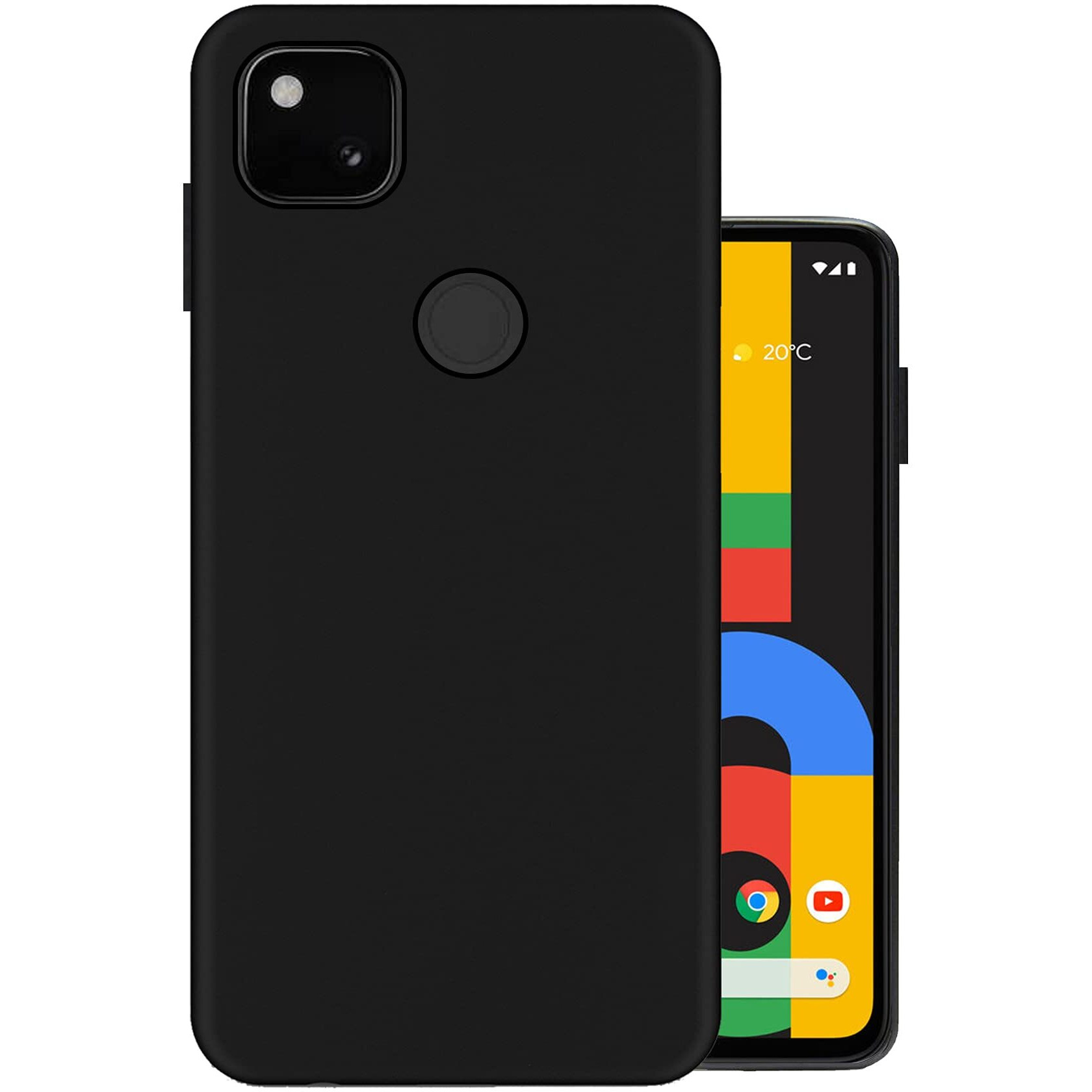 HELLO ZONE Rubber Exclusive Matte Finish Soft Back Case Cover for Google Pixel 4A - Black
