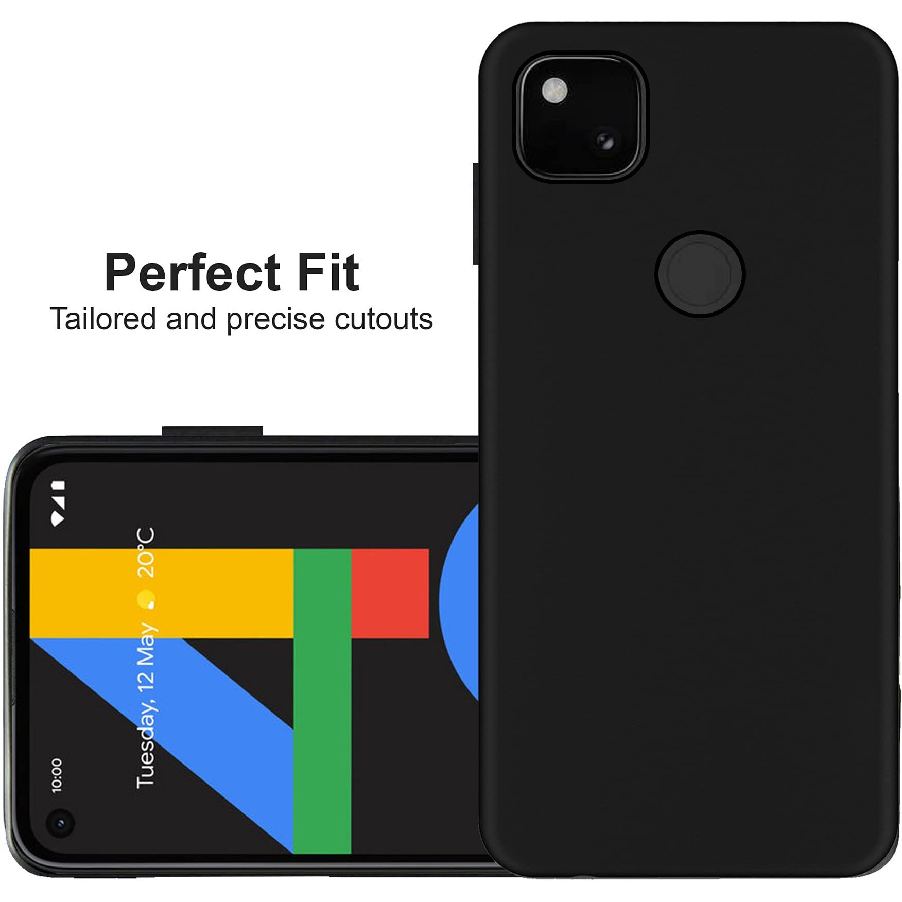 HELLO ZONE Rubber Exclusive Matte Finish Soft Back Case Cover for Google Pixel 4A - Black