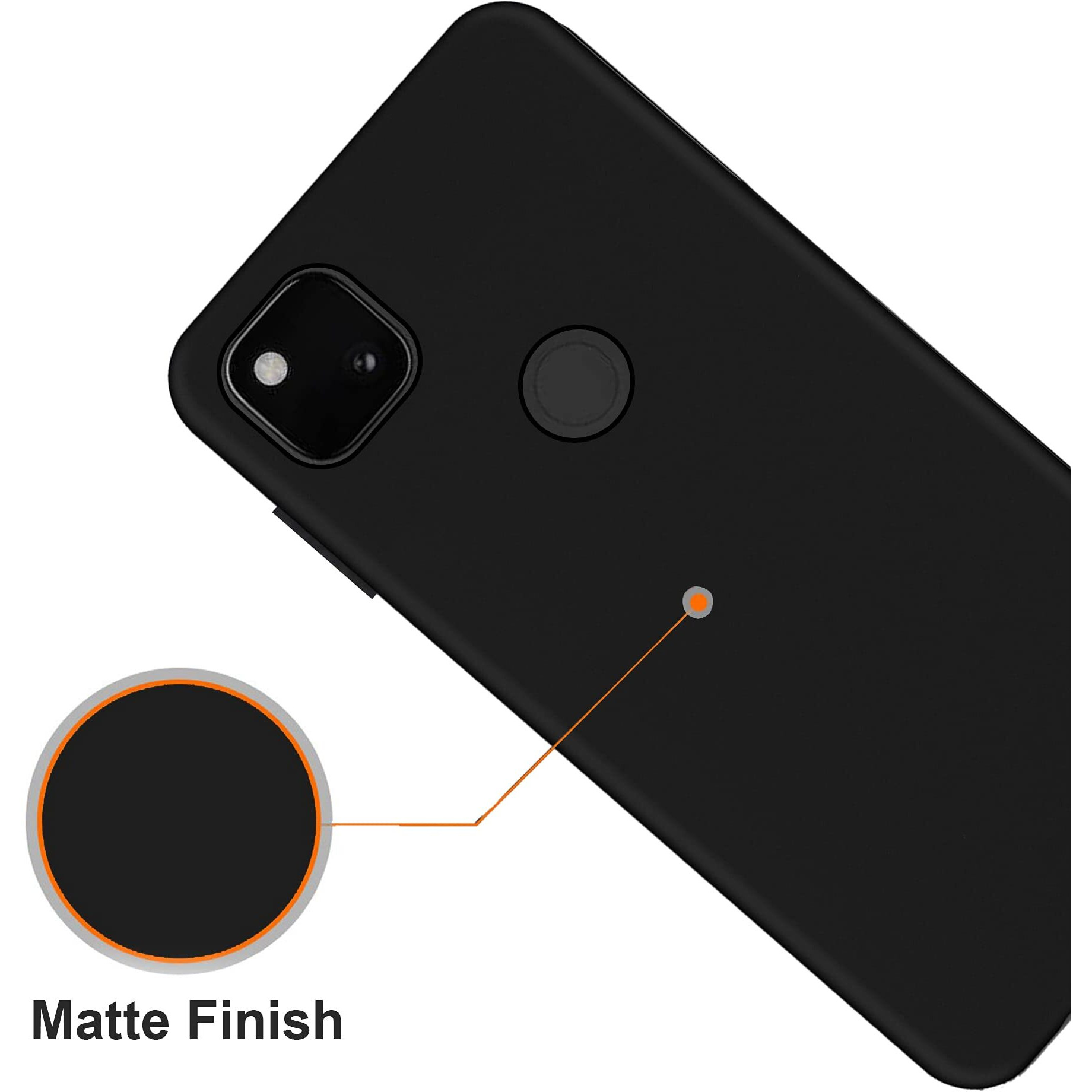 HELLO ZONE Rubber Exclusive Matte Finish Soft Back Case Cover for Google Pixel 4A - Black