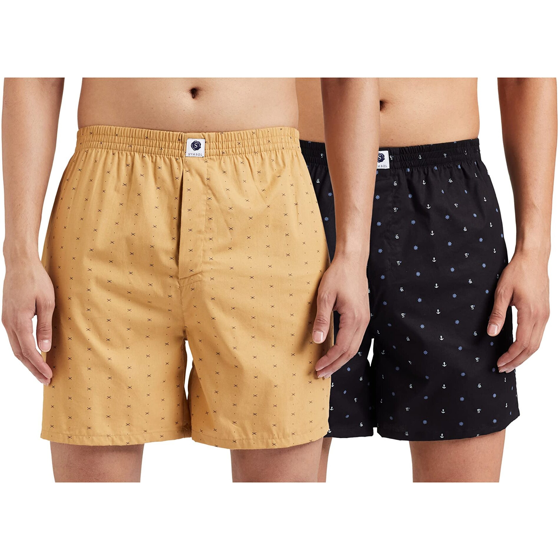 Amazon Brand - Symbol Men's Cotton Regular Printed Boxer Shorts (Color & Print May Vary) (Pack of 2) (SYMBXPO2-37_3637 & 3923_Multicolor-163_L)