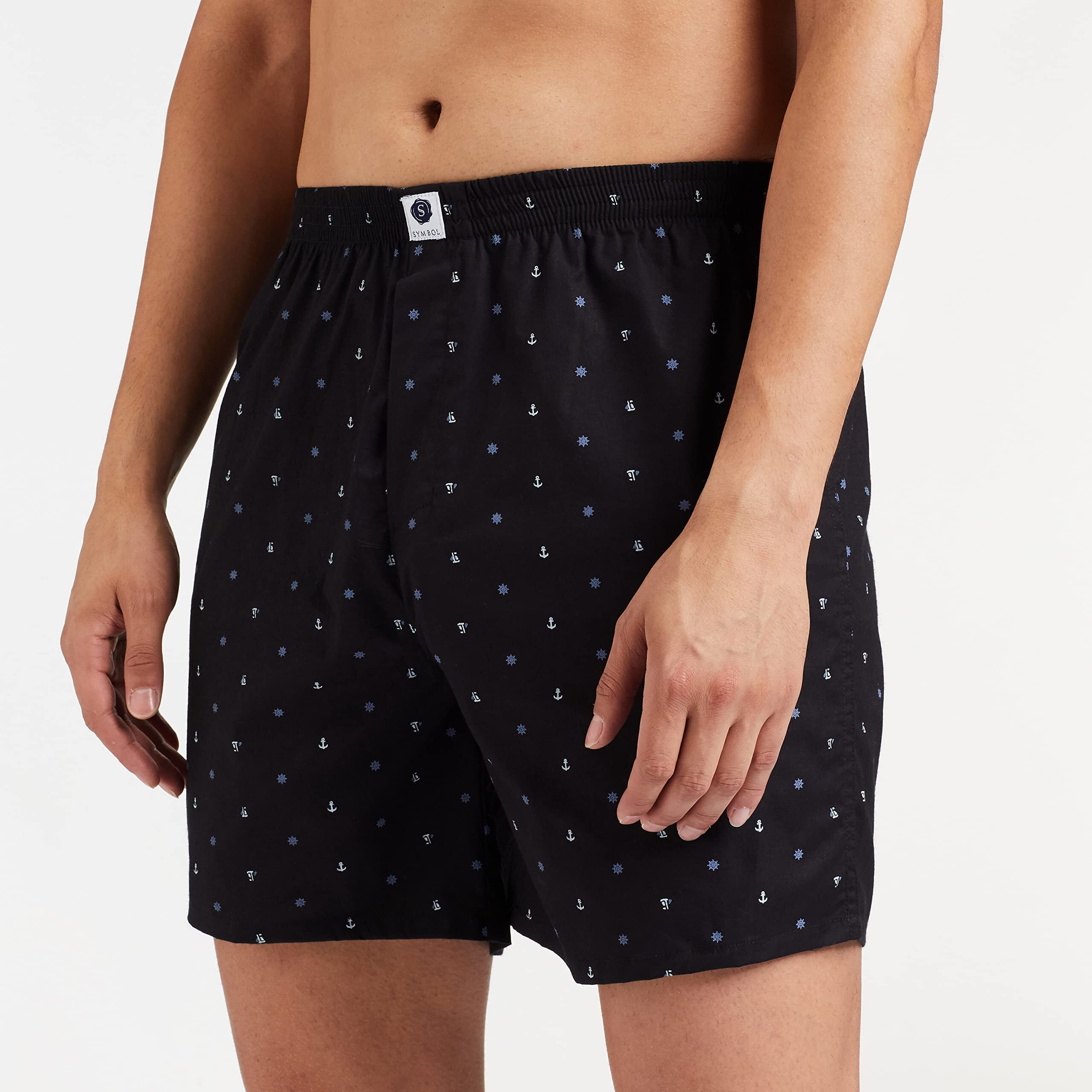 Amazon Brand - Symbol Men's Cotton Regular Printed Boxer Shorts (Color & Print May Vary) (Pack of 2) (SYMBXPO2-37_3637 & 3923_Multicolor-163_L)