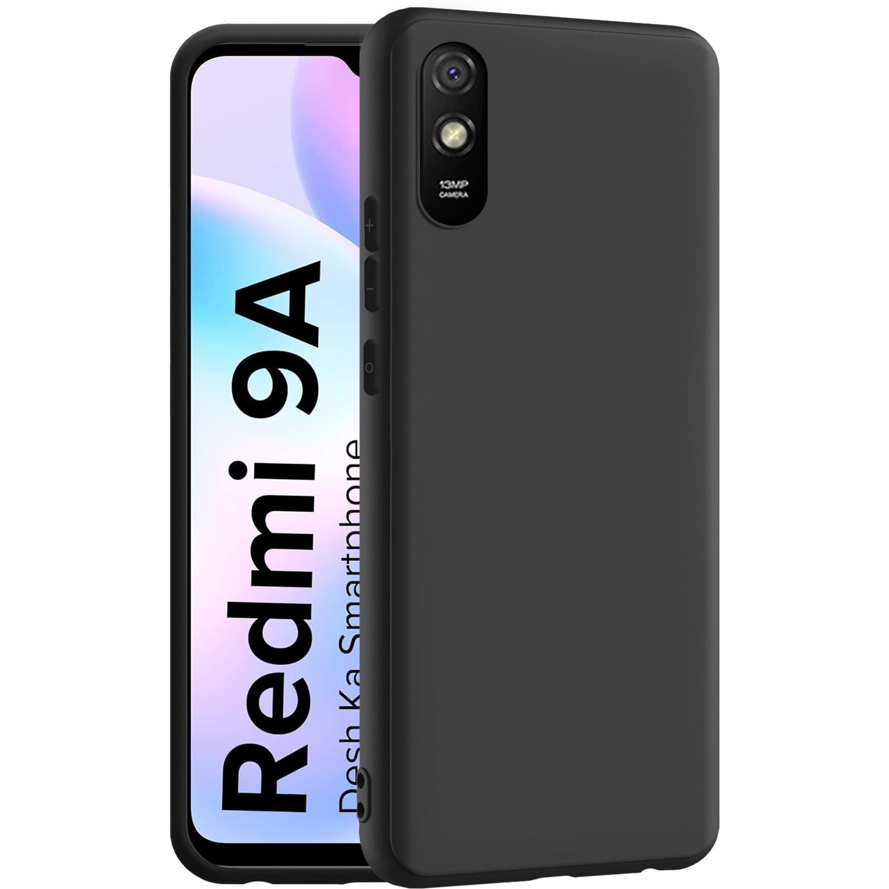 CEDO Redmi 9A / 9i / 9A Sport / 9i Sport Back Cover | Camera Bump Protection & Ultra Slim | Matte Soft Silicon Shock Proof Rubberised Back Case Cover (Black)