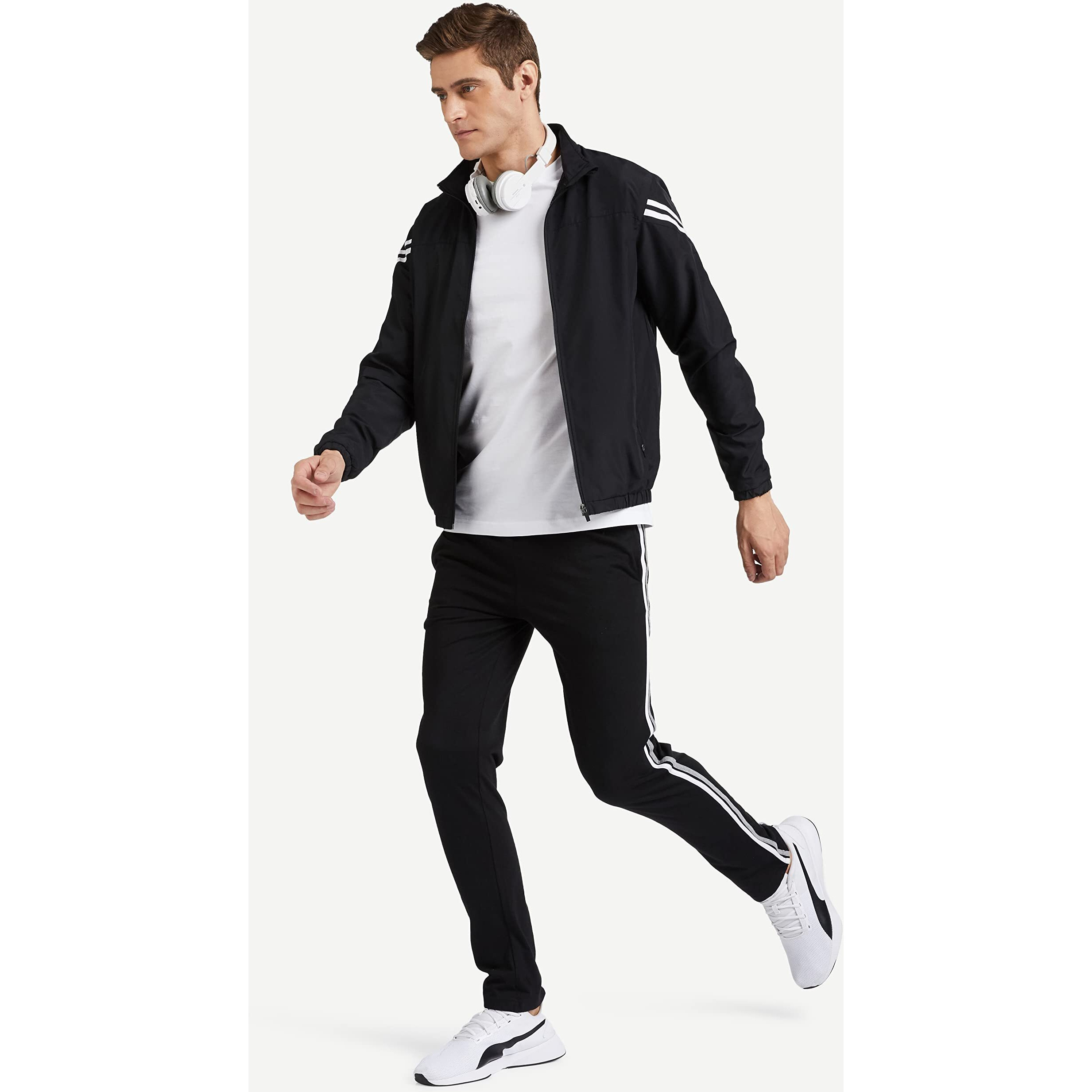 Amazon Brand - Symbol Men's Cotton Blend Jersey Track Pants (Regular Fit) Black M