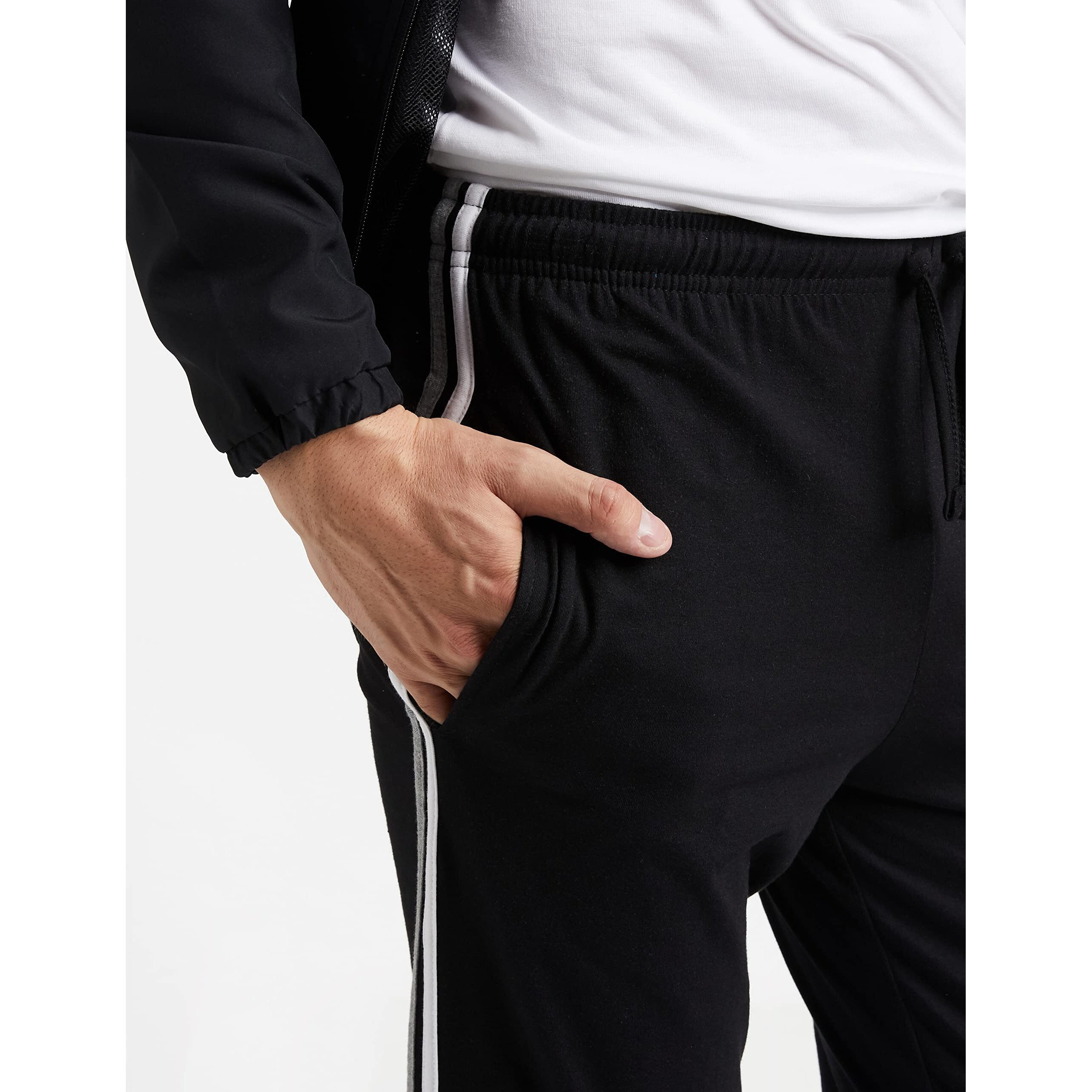 Amazon Brand - Symbol Men's Cotton Blend Jersey Track Pants (Regular Fit) Black M