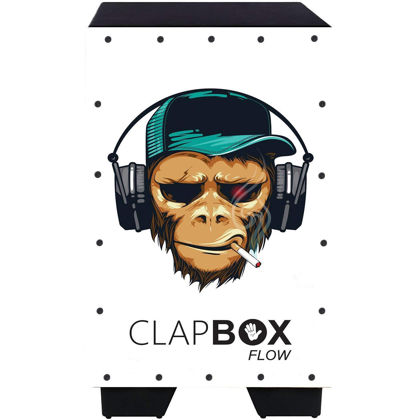 Clapbox Flow Graphic Cajon- Walnut wood (H50 W30 L30) - 3 Internal Snares, Black (Disco) (Smoking Monkey)