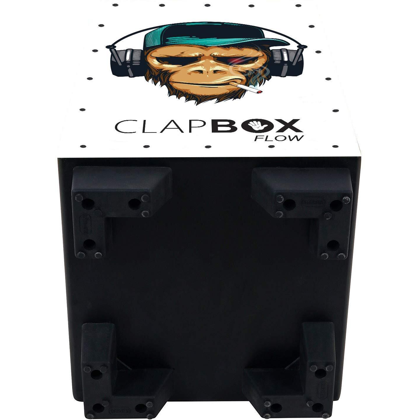 Clapbox Flow Graphic Cajon- Walnut wood (H50 W30 L30) - 3 Internal Snares, Black (Disco) (Smoking Monkey)