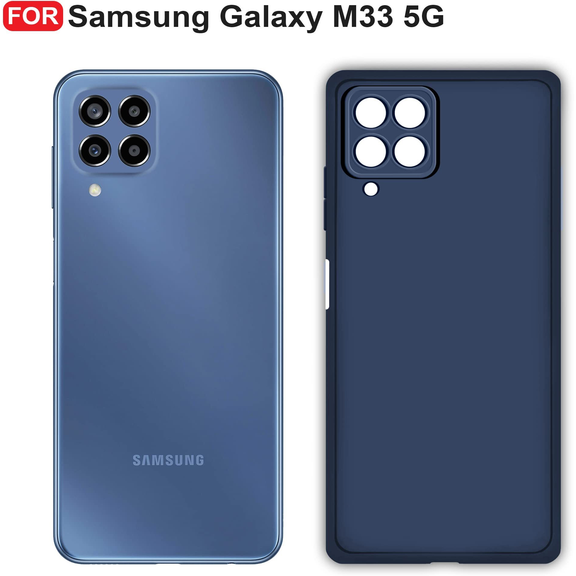 CEDO Samsung Galaxy M33 (5G) Back Cover | Camera Bump Protection & Ultra Slim | Matte Soft Silicon Shock Proof Rubberised Back Case Cover (Blue)