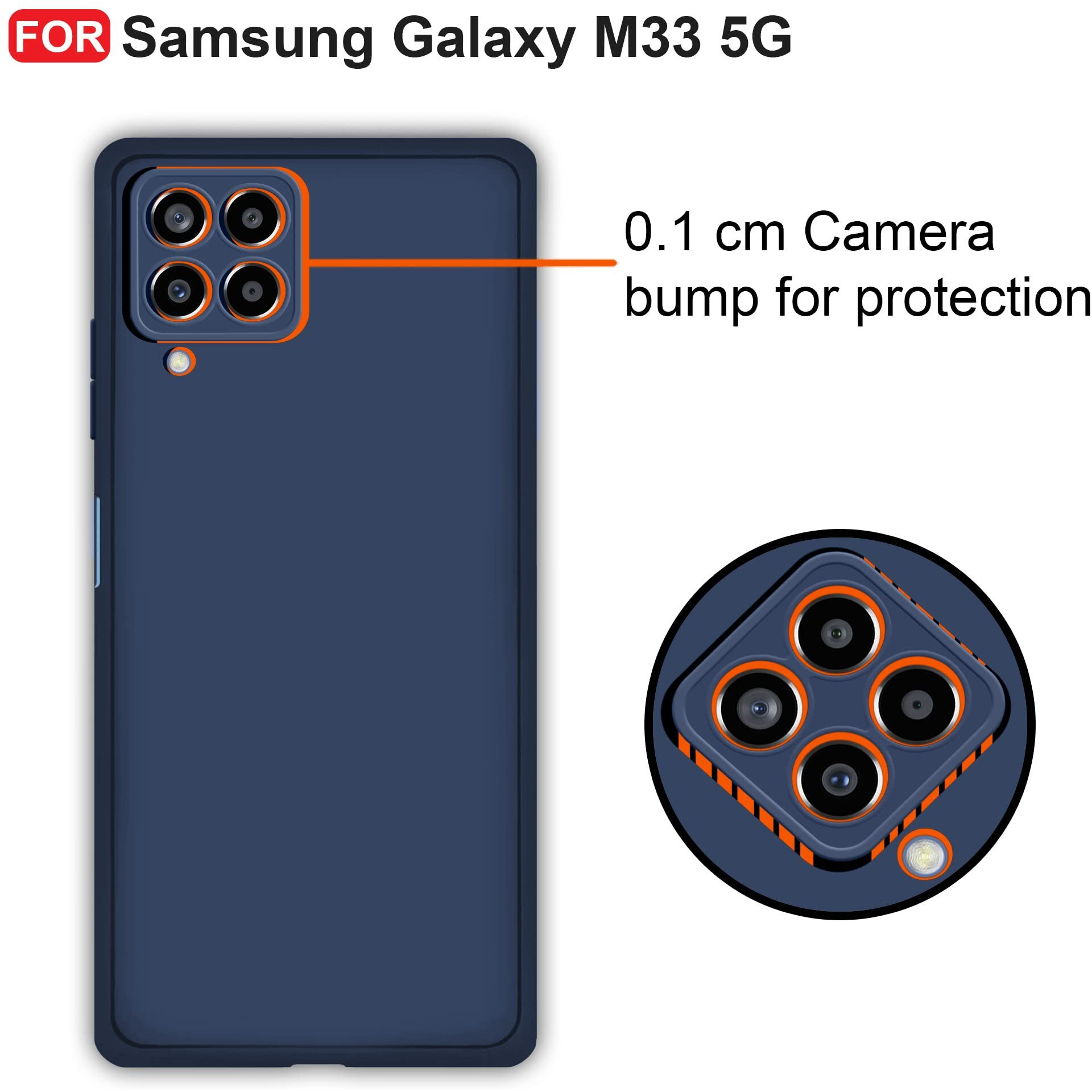 CEDO Samsung Galaxy M33 (5G) Back Cover | Camera Bump Protection & Ultra Slim | Matte Soft Silicon Shock Proof Rubberised Back Case Cover (Blue)