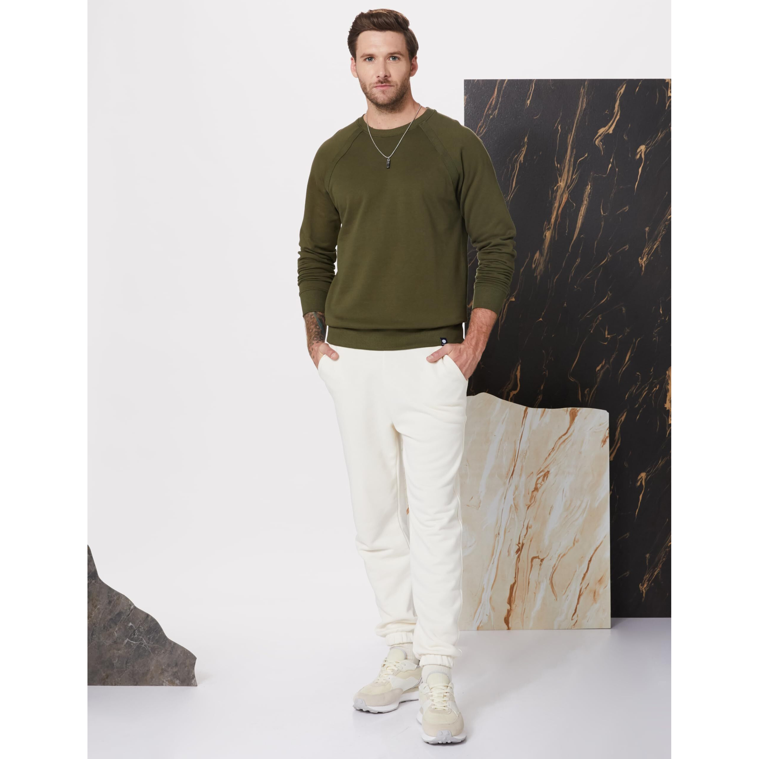 Amazon Brand - Symbol Men's Cotton Blend Crew Neck Regular Fit Sweatshirt (Sym-A23-Sw-53_Winter Grn,Raglon_XL), Multicolor