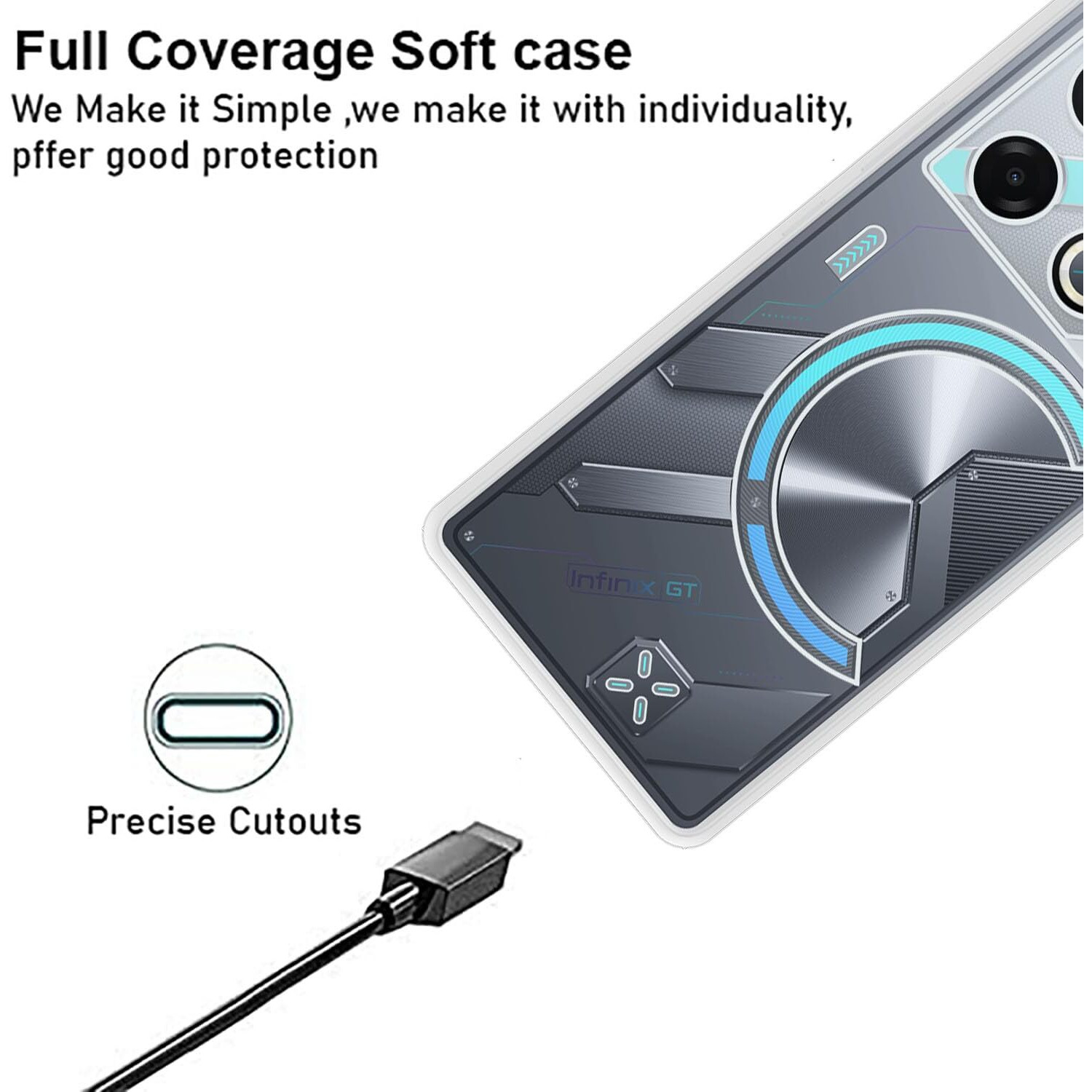 VIDO Transparent Back Case Cover for Infinix GT 20 Pro 5G (Soft & Flexible & Camera Protection Back Case)
