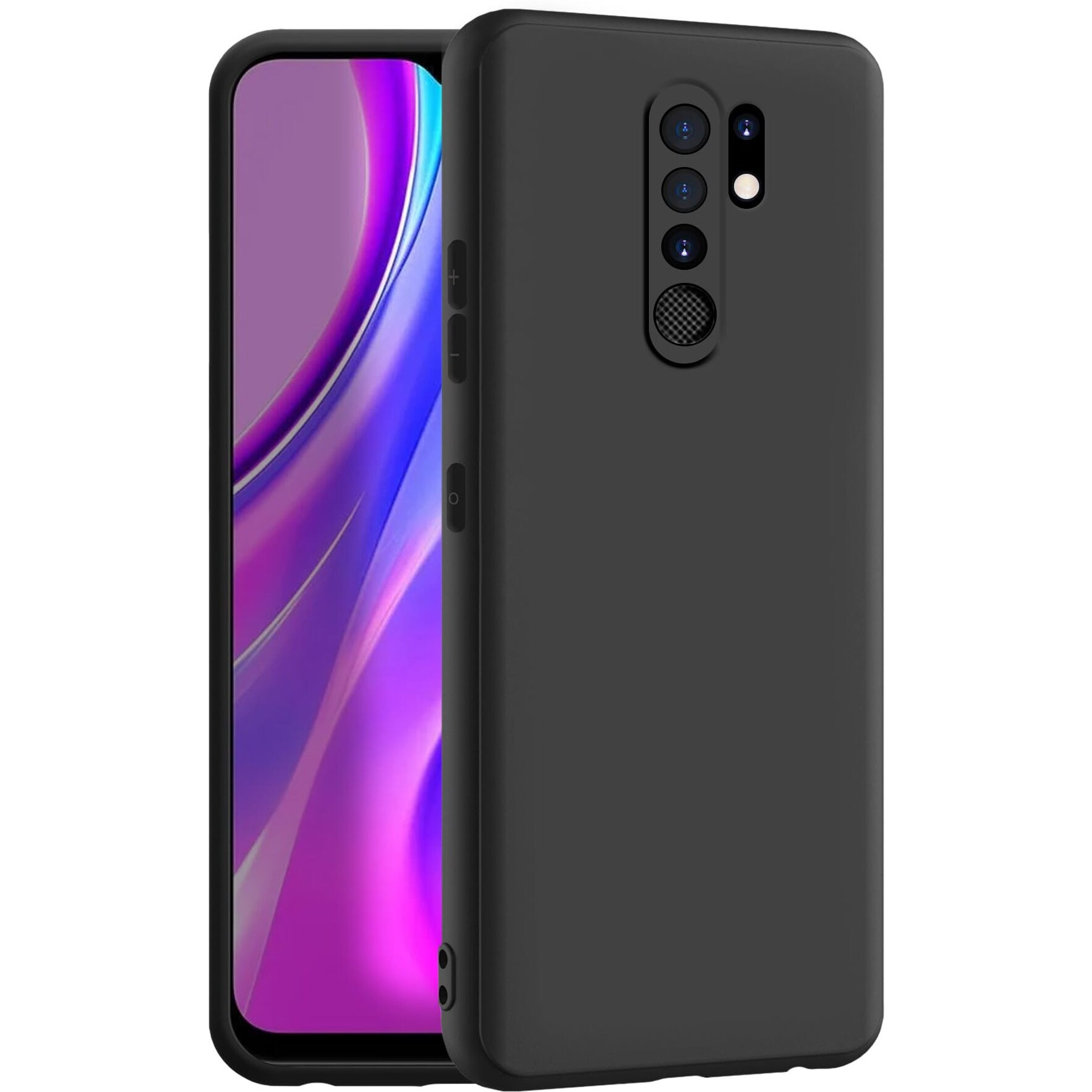 CEDO Redmi 9 Prime Back Cover | Camera Bump Protection & Ultra Slim | Matte Soft Silicon Shock Proof Rubberised Back Case Cover (Black)