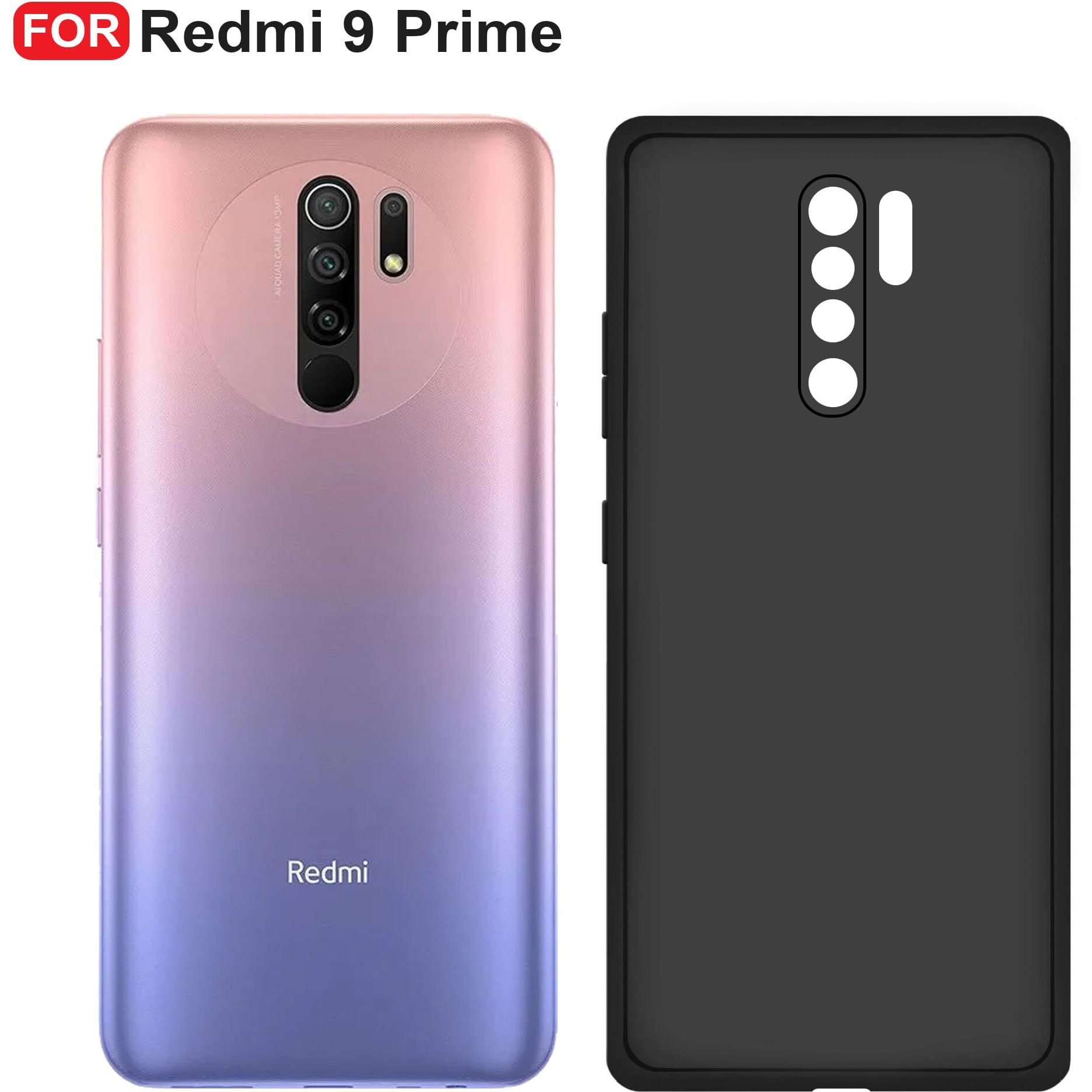 CEDO Redmi 9 Prime Back Cover | Camera Bump Protection & Ultra Slim | Matte Soft Silicon Shock Proof Rubberised Back Case Cover (Black)
