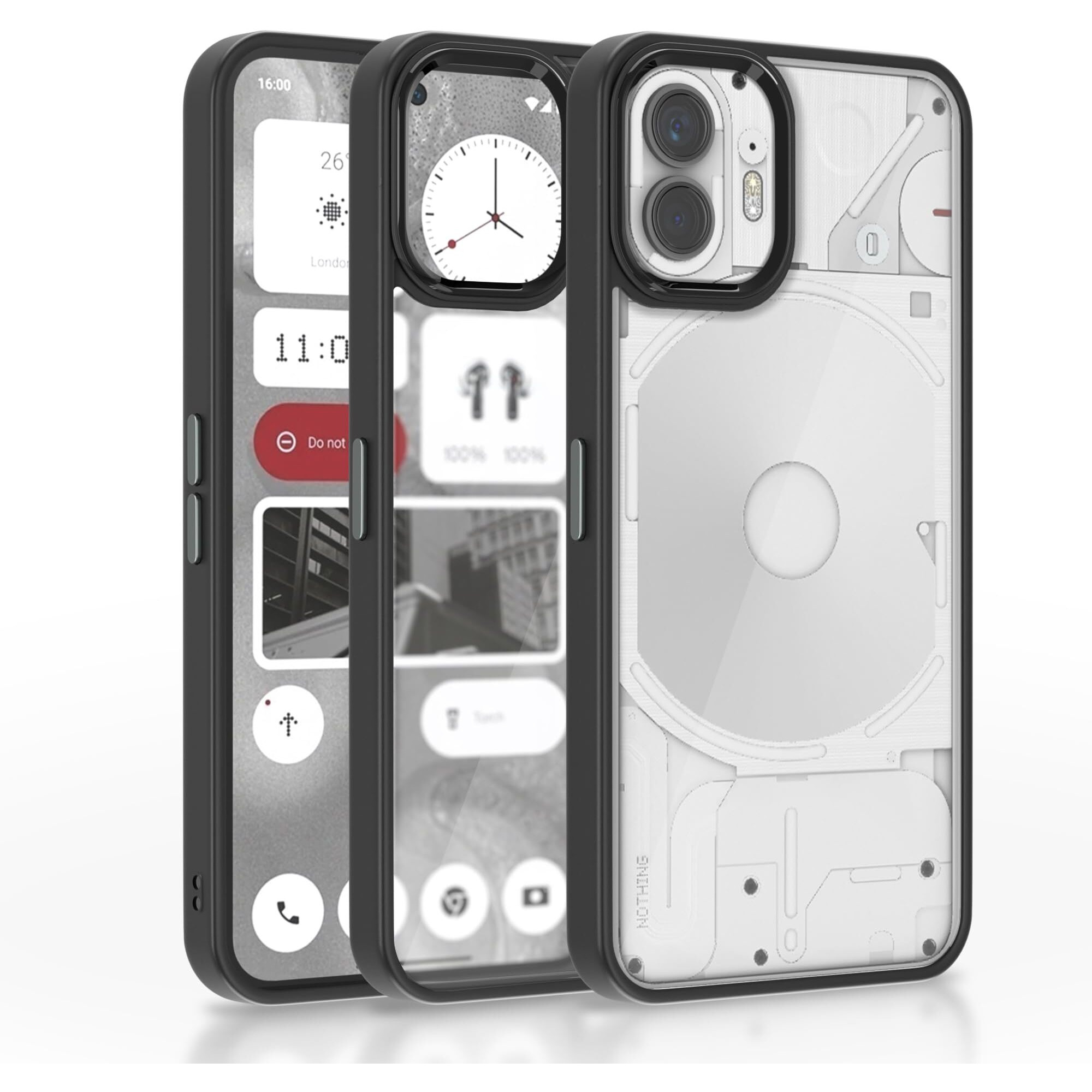 Pikkme Nothing Phone 2 Back Cover |Electroplated Crome Metal Ring | Full Camera Protection | Raised Edges | Super Soft Side TPU | Bumper Case for Nothing Phone 2 (Black)