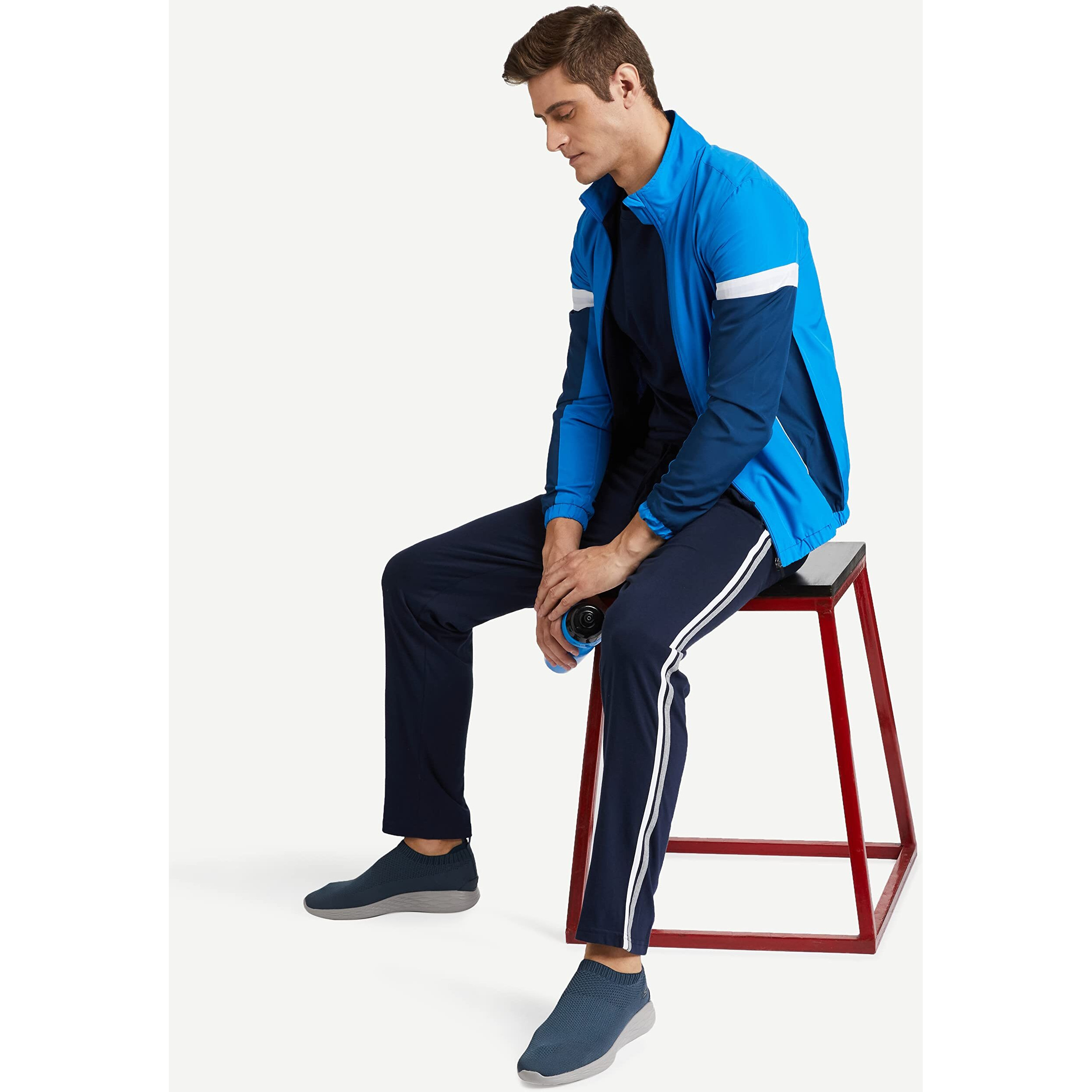 Amazon Brand - Symbol Men's Cotton Blend Jersey Track Pants (Regular Fit) Navy M