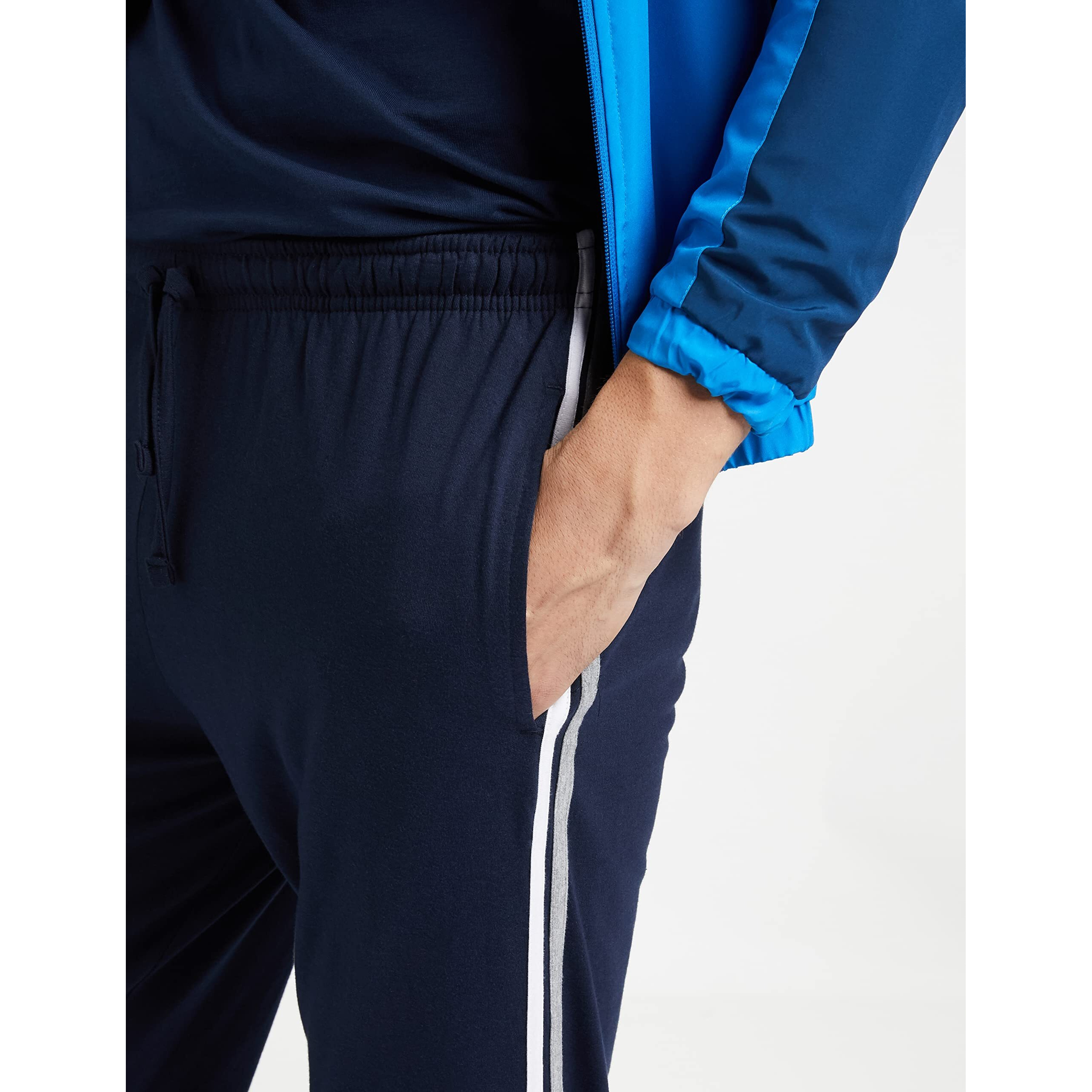Amazon Brand - Symbol Men's Cotton Blend Jersey Track Pants (Regular Fit) Navy M