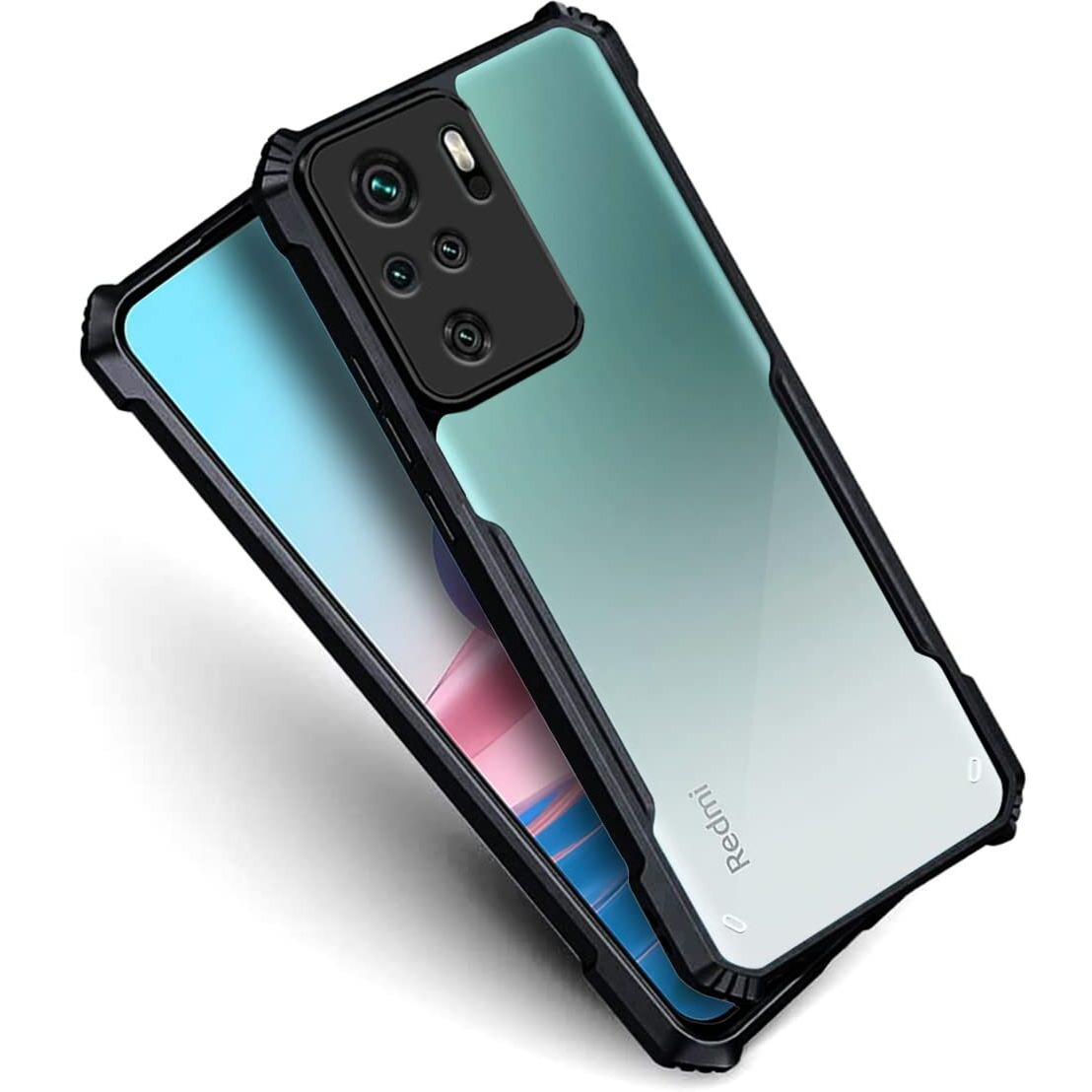 Fashionury Back Cover Case for Mi Redmi Note 10 / Redmi Note 10S / Redmi Note 11 SE/Note 10S (Shockproof | Crystal Clear | Hybrid TPU & PC | Transparent Back | Black Bumper
