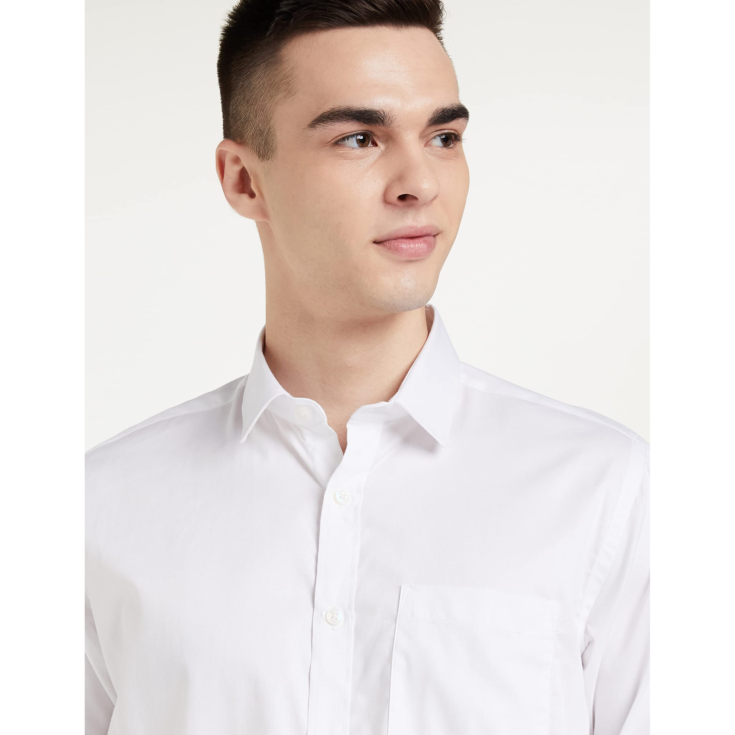 Amazon Brand - Symbol Men's Solid Cotton Formal Shirt | Plain | Full Sleeve - Regular Fit (Available in Plus Size) (white_46)