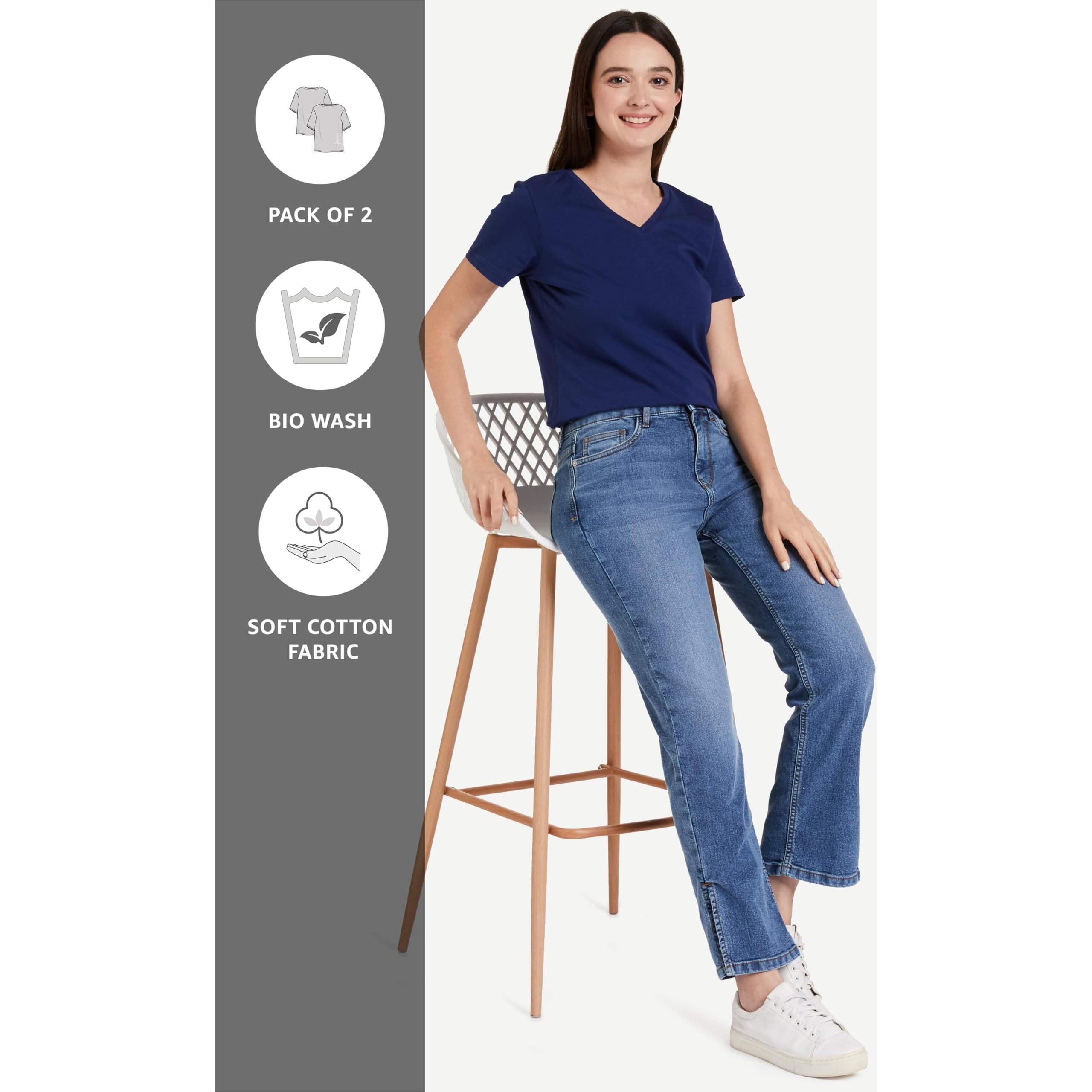 Amazon Brand - Symbol Women's Regular T-Shirt (2VN12_Wine&Ink Blue XXL)