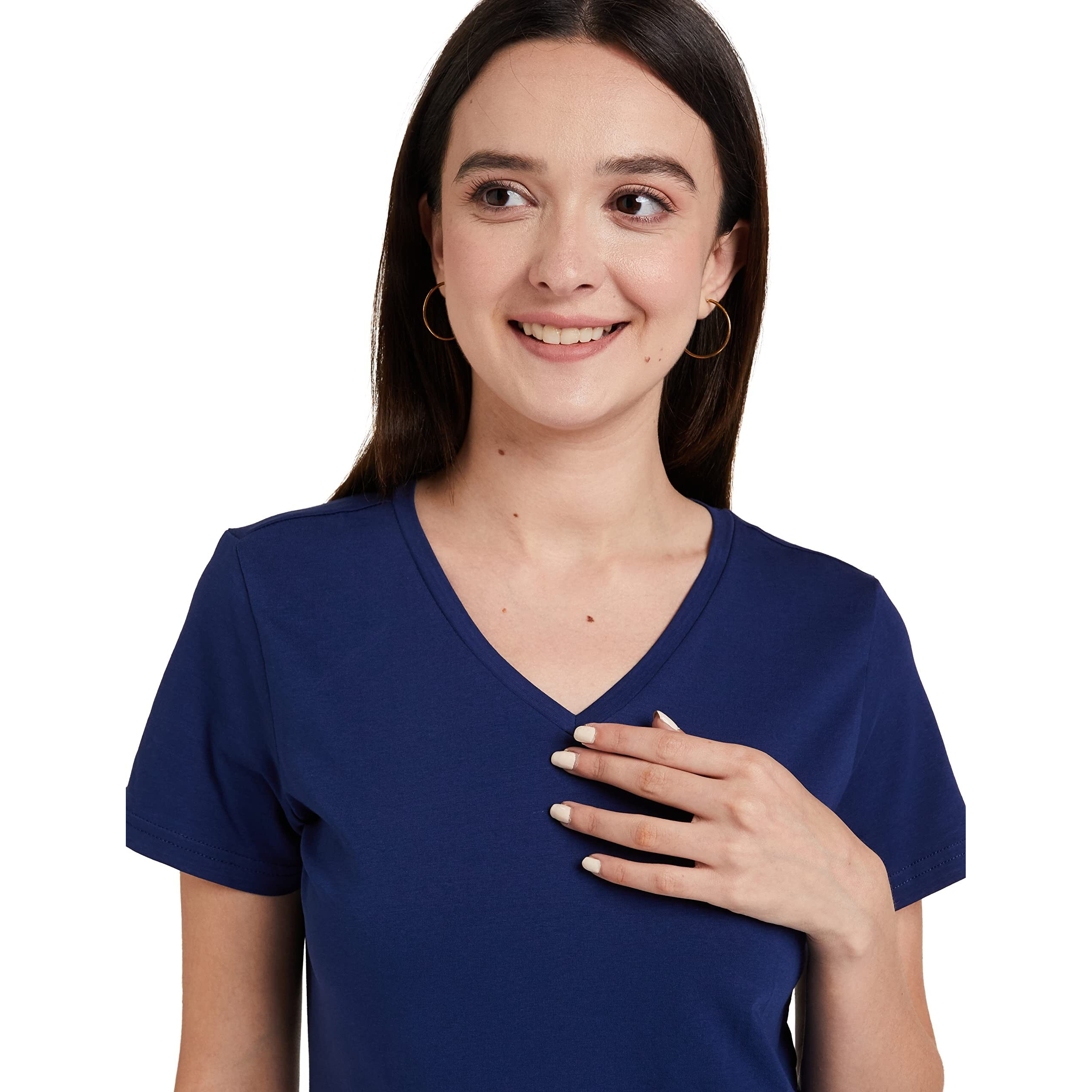 Amazon Brand - Symbol Women's Regular T-Shirt (2VN12_Wine&Ink Blue XXL)