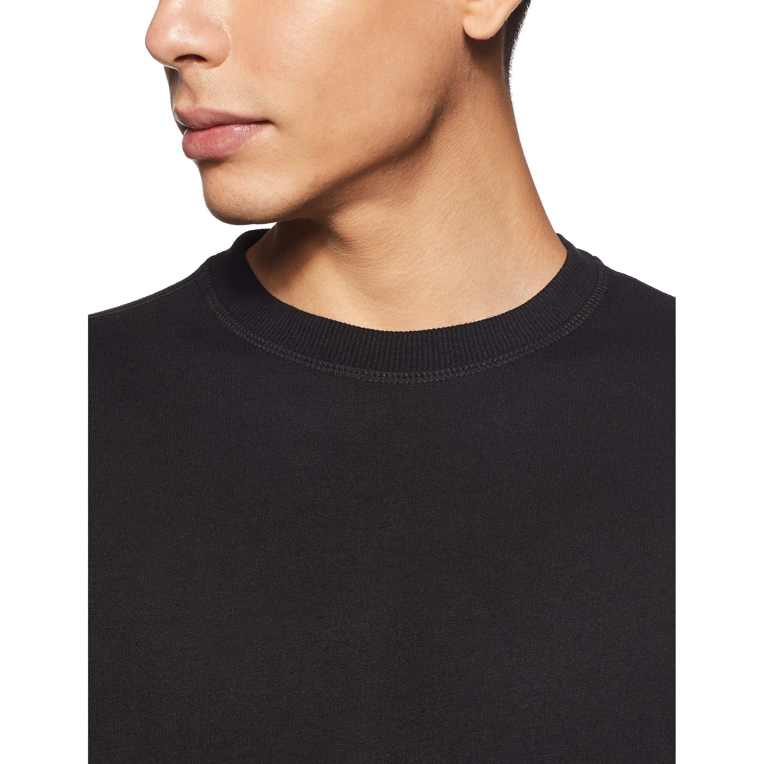 Amazon Brand - Symbol Men's Regular Cotton Blend Round Neck Sweatshirt (AW18MNSSW01D_Black_Medium_Black_M)