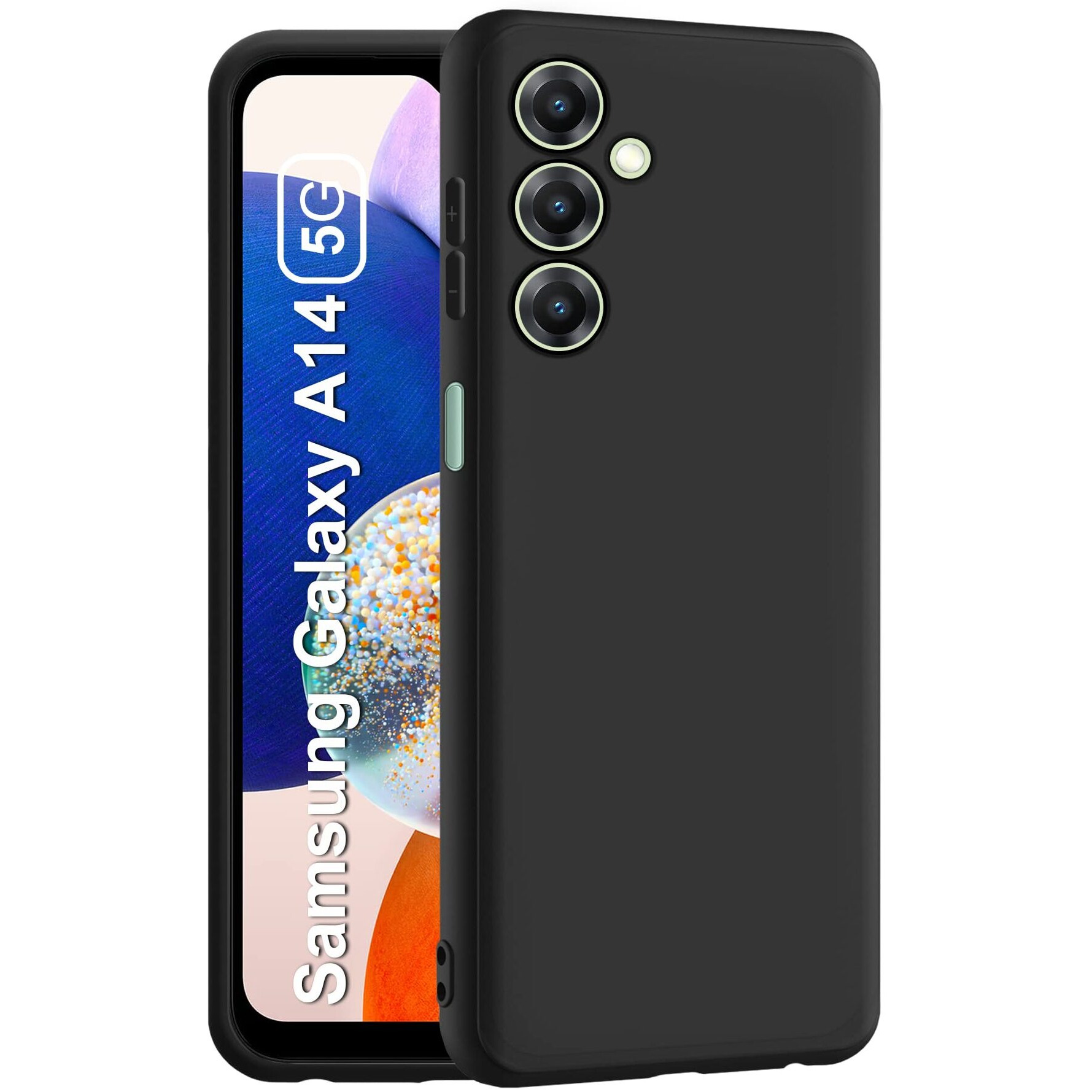CEDO Samsung Galaxy A14 (5G) Back Cover | Camera Bump Protection & Inner Velvet Fabric Lining | Ultra Slim Matte Soft Rubberised Case Cover (Black)