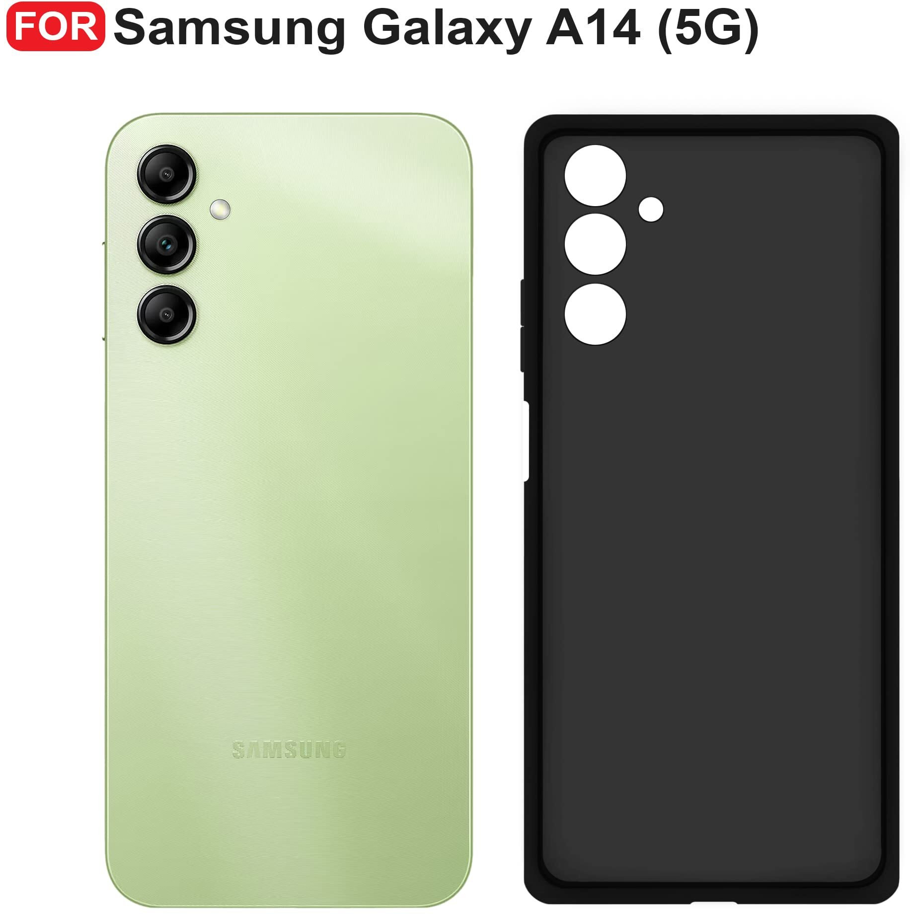CEDO Samsung Galaxy A14 (5G) Back Cover | Camera Bump Protection & Inner Velvet Fabric Lining | Ultra Slim Matte Soft Rubberised Case Cover (Black)