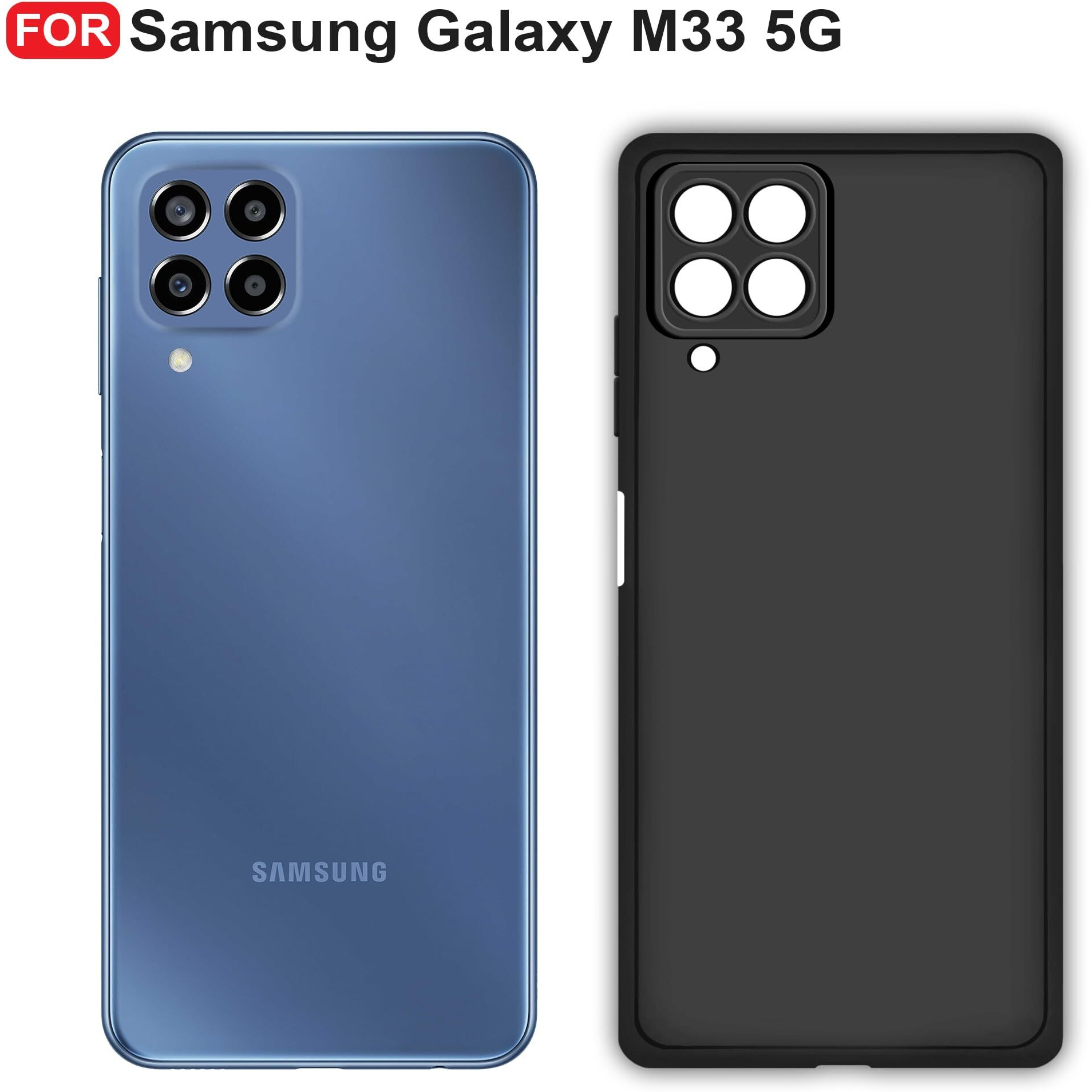 CEDO Samsung Galaxy M33 (5G) Back Cover | Camera Bump Protection & Ultra Slim | Matte Soft Silicon Shock Proof Rubberised Back Case Cover (Black)