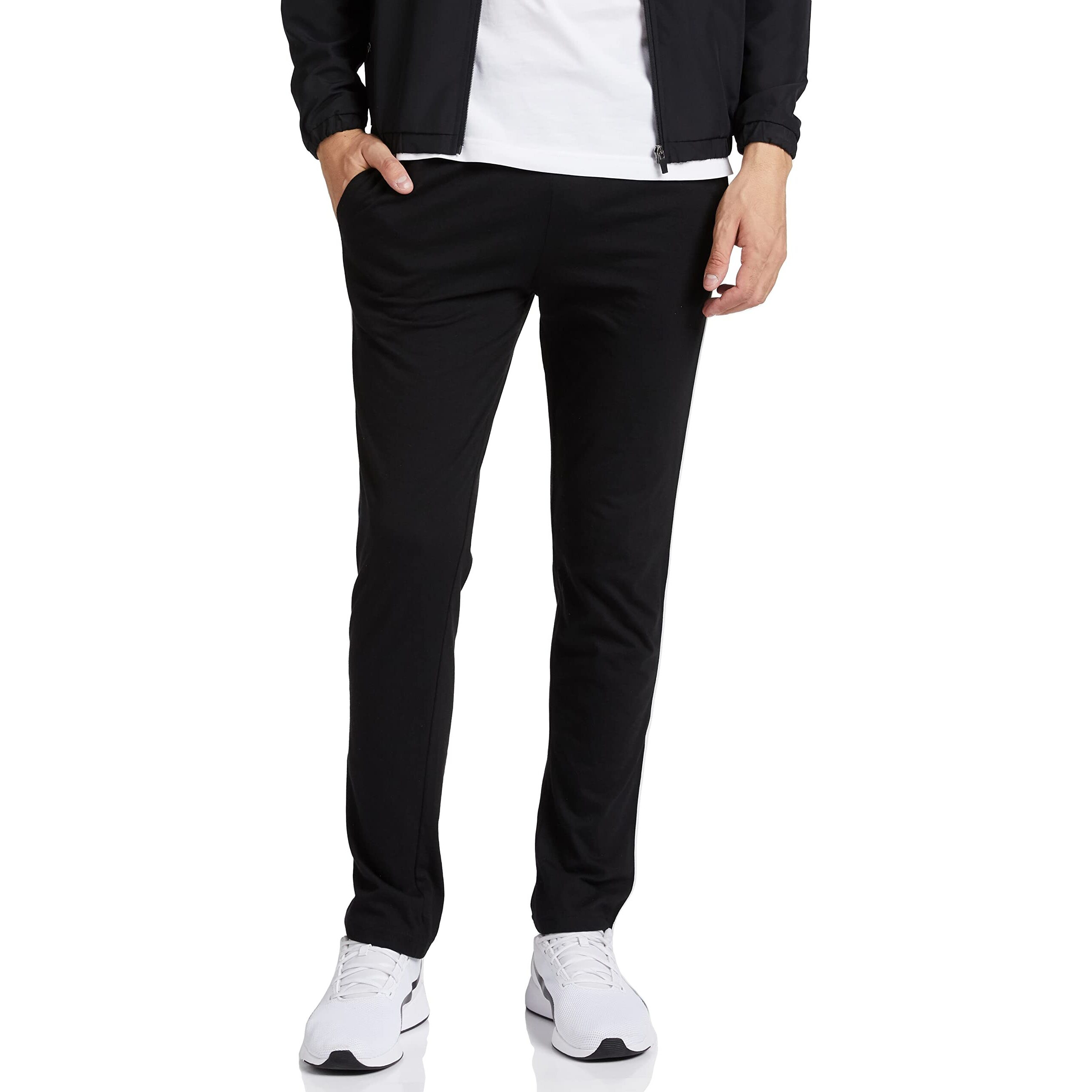 Amazon Brand - Symbol Men's Cotton Blend Jersey Track Pants (Regular Fit) Black 2XL