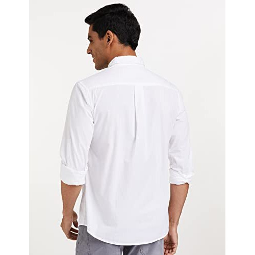 Amazon Brand - Symbol Men's Cotton Shirt | Casual | Plain | Full Sleeve | Summer - Regular Fit (Available in Plus Size) (White_M)
