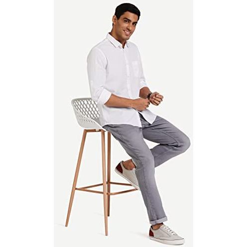 Amazon Brand - Symbol Men's Cotton Shirt | Casual | Plain | Full Sleeve | Summer - Regular Fit (Available in Plus Size) (White_M)