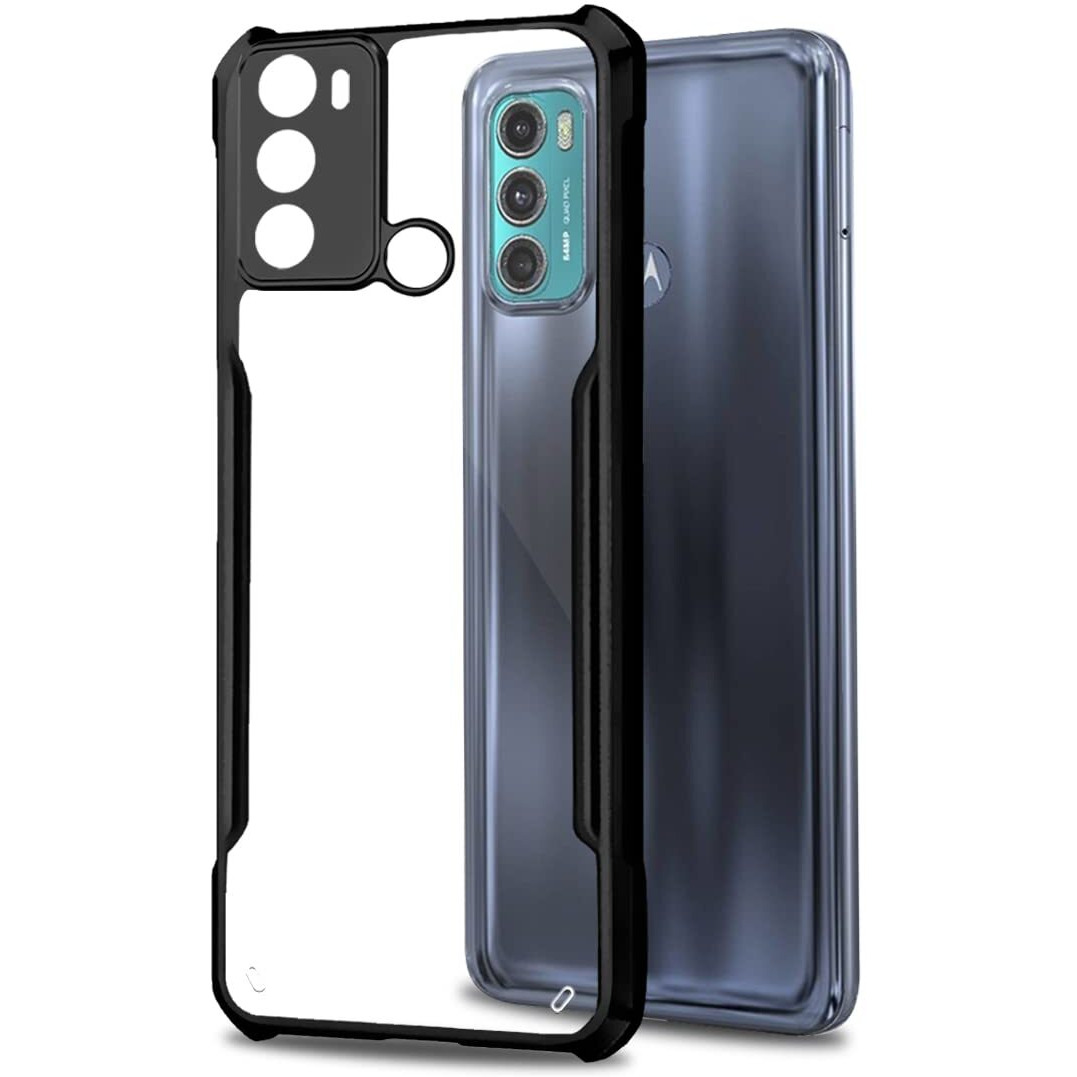 Fashionury Motorola Moto G60 / Moto G40 Back Cover Transparent Back Case|Ultra Thin Slim Crystal Clear Hard PC with TPU Bumper, Military-Grade Protection Case - (Black Bumper)