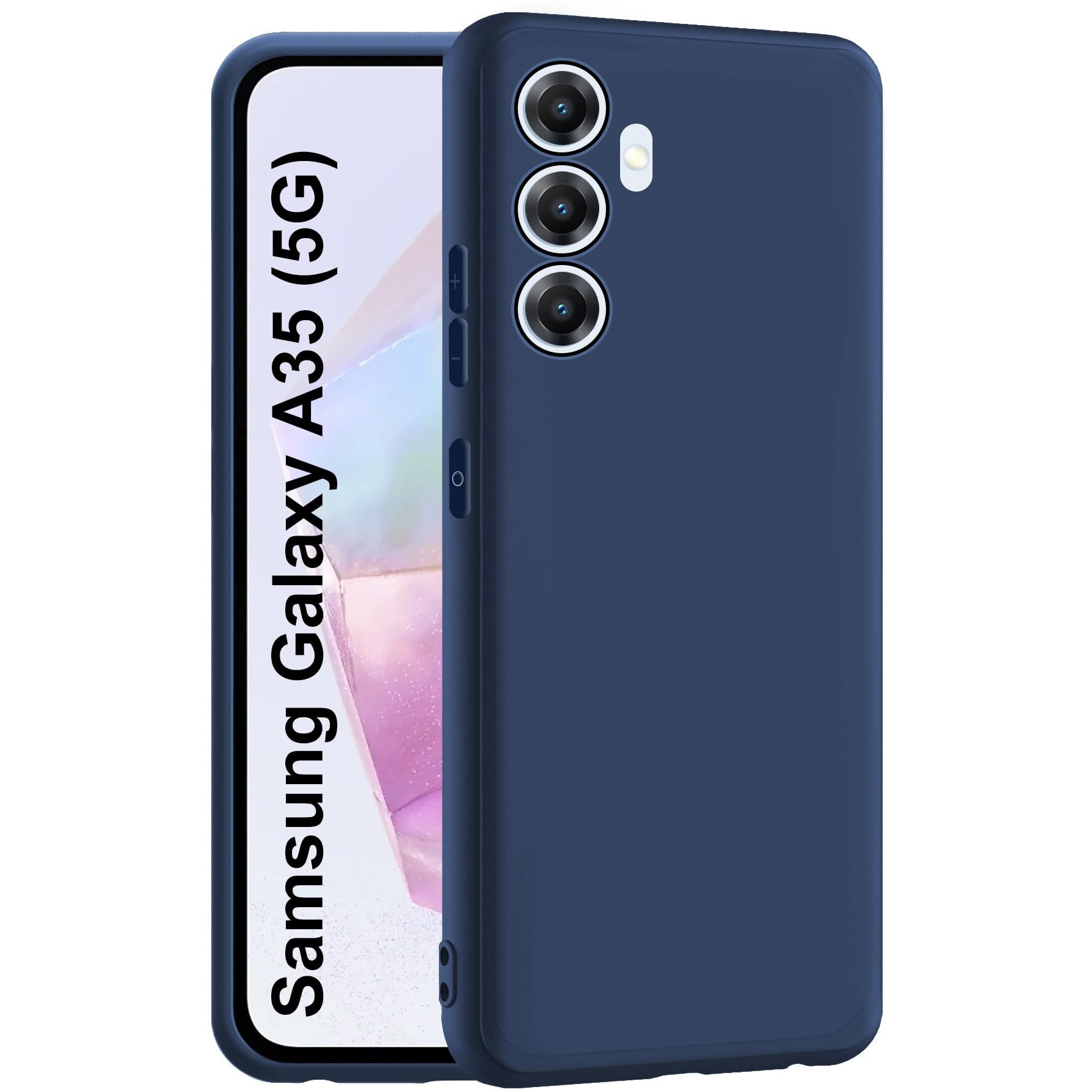 CEDO Samsung Galaxy A35 (5G) Back Cover | Camera Bump Protection & Inner Velvet Fabric Lining | Ultra Slim Matte Soft Rubberised Case Cover (Blue)