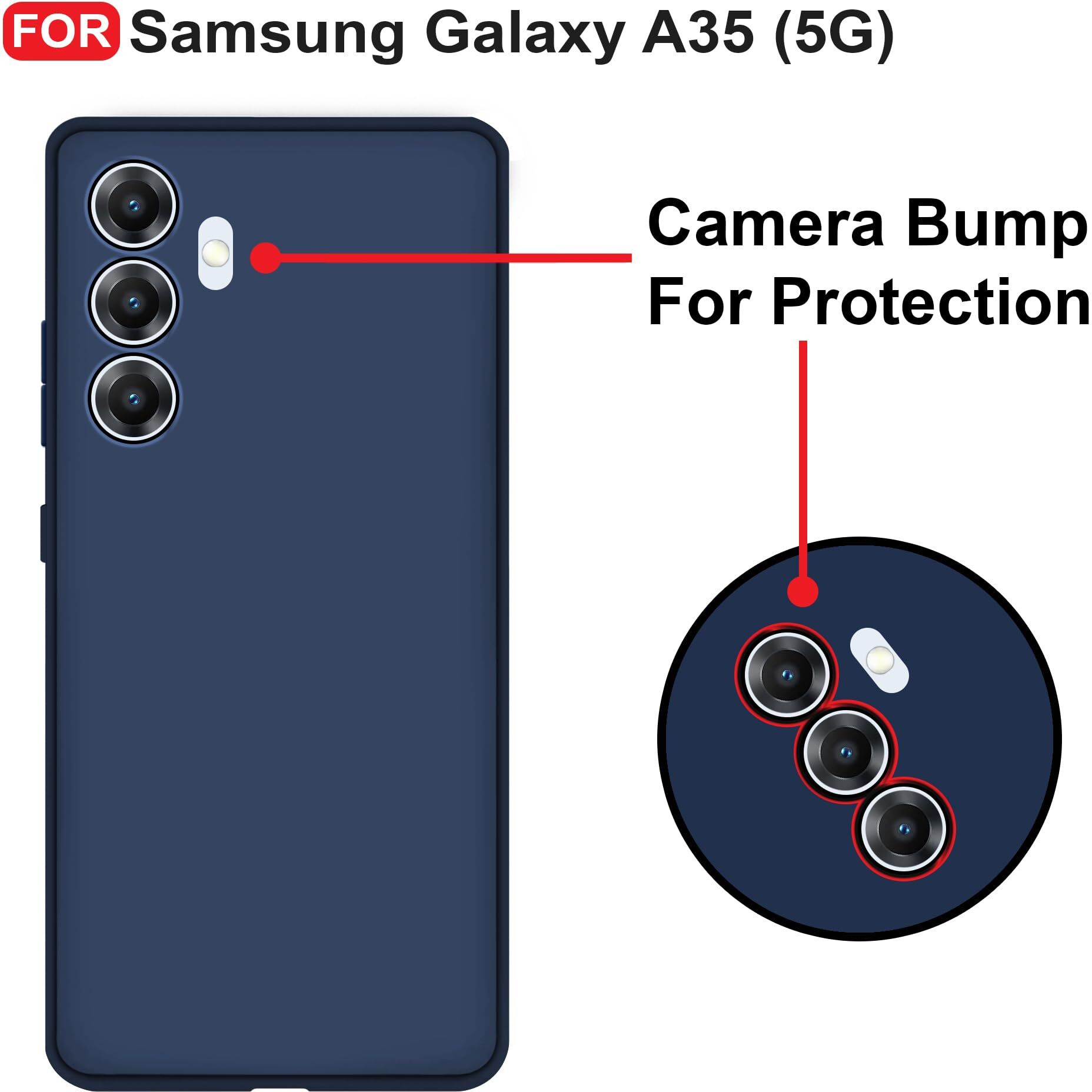 CEDO Samsung Galaxy A35 (5G) Back Cover | Camera Bump Protection & Inner Velvet Fabric Lining | Ultra Slim Matte Soft Rubberised Case Cover (Blue)