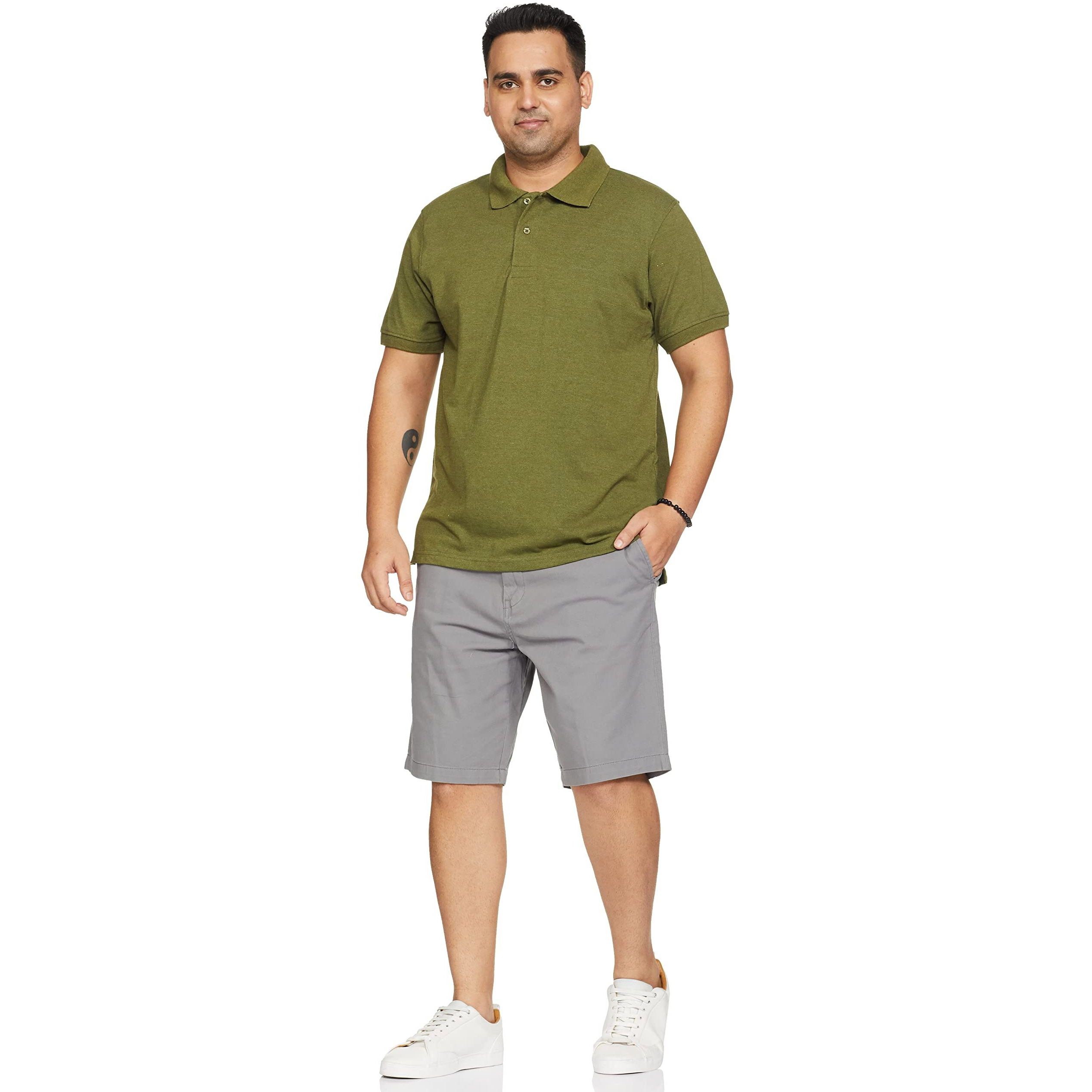 Amazon Brand - Symbol Men's Solid Cotton Rich Polo T Shirt | Collar Tshirts | Half Sleeves | Plain-Regular Fit (Forest Green_3XL) (Available in Plus Size)