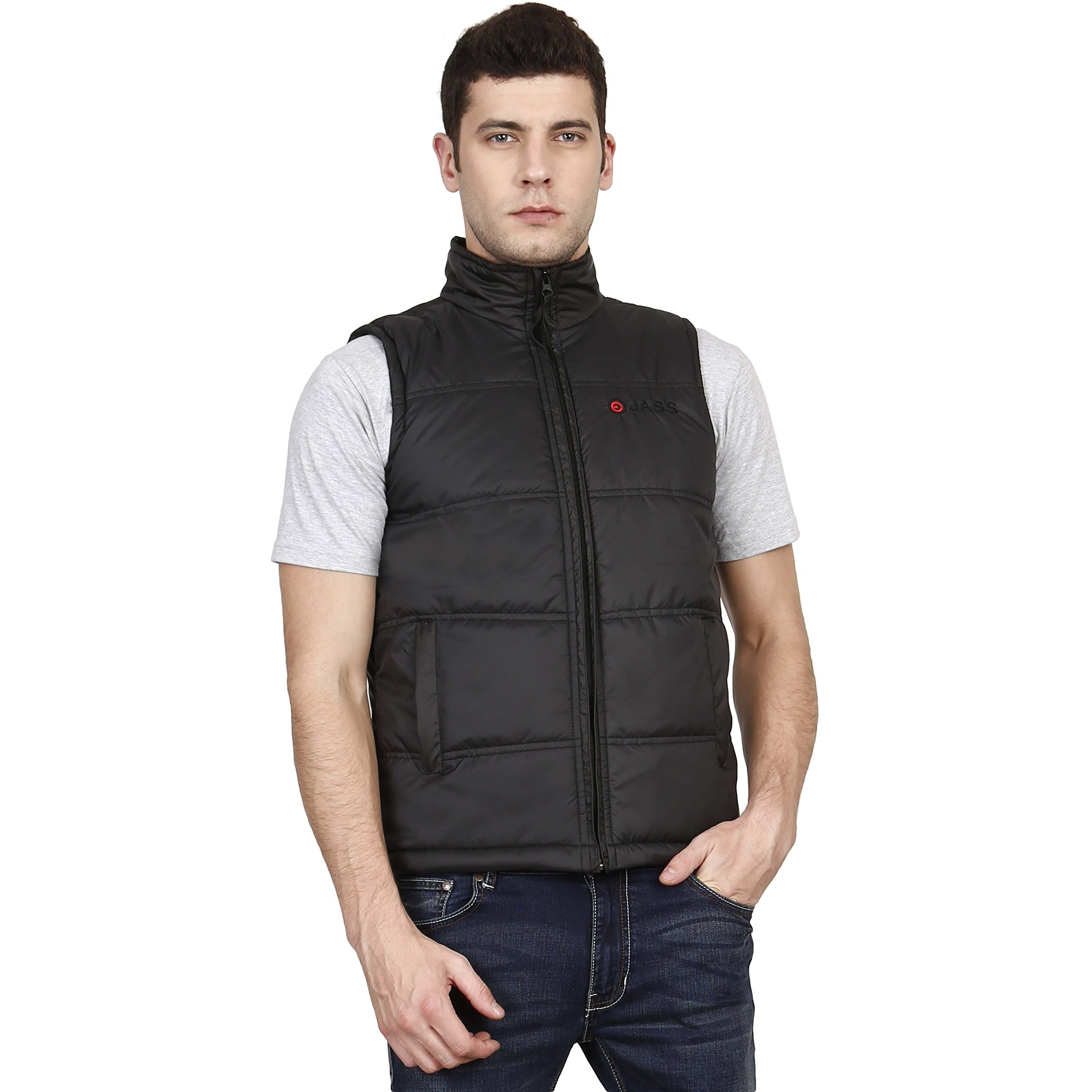 OJASS Men's Cotton Down Hoodie Black Standard Length L (Ocsbjh-Bk-L, L)