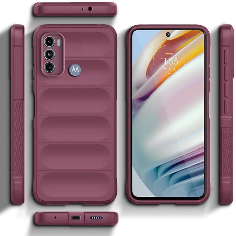 Mr. Case Liquid Silicone Case for Motorola Moto G40 Fusion | Motorola Moto G60 | Comfort Grip Soft Touch Matte TPU - Wine Red