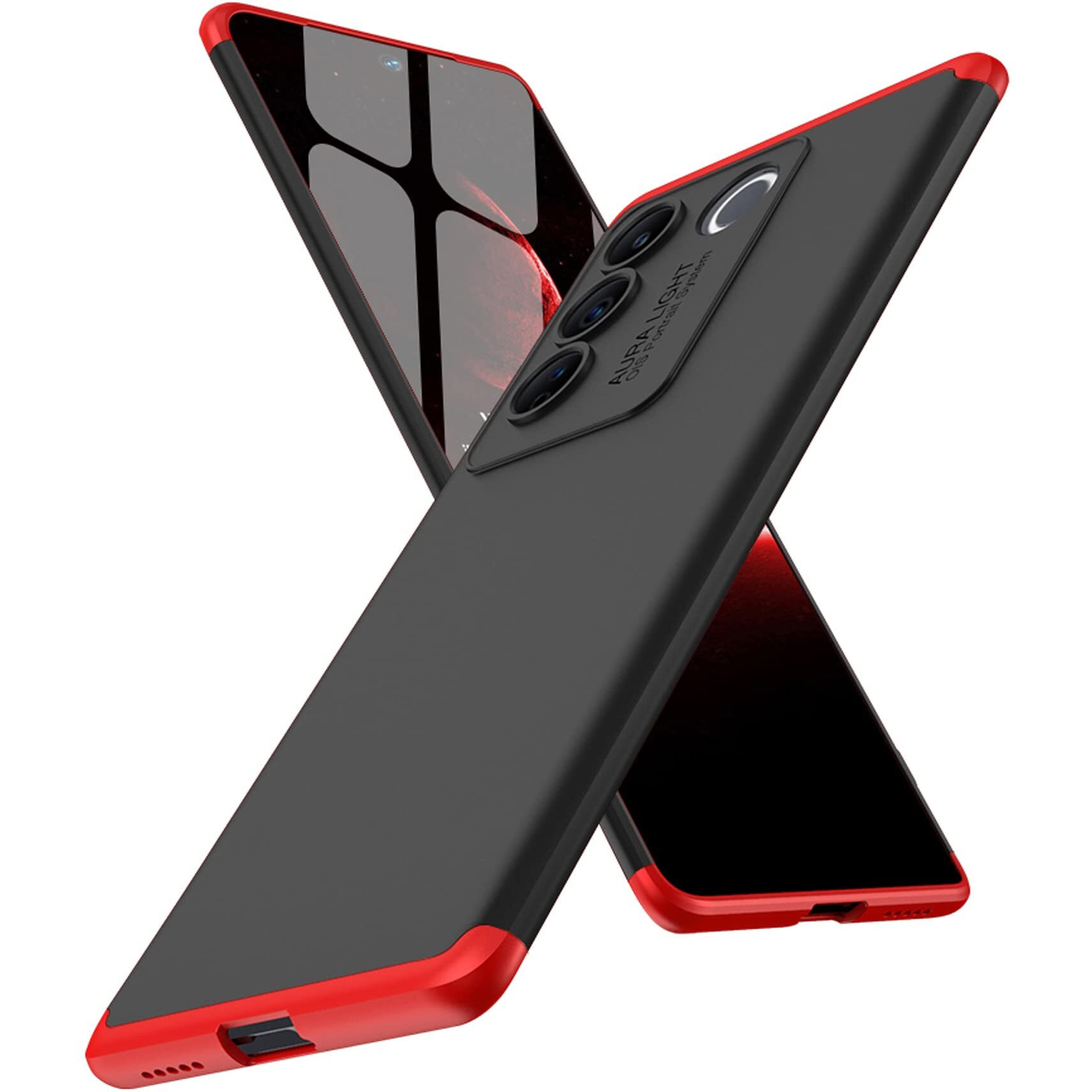 Kapa Double Dip Full 360 Protection Back Case Cover for Vivo V27 Pro (5G) (Red,Black)