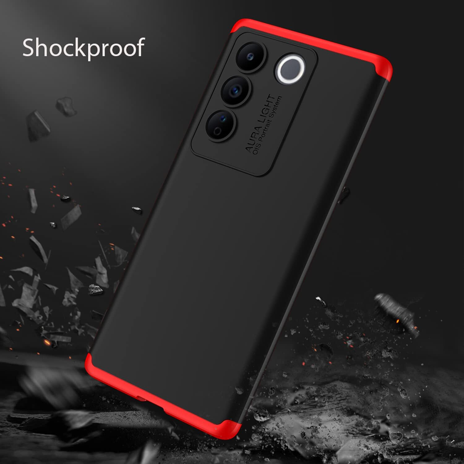 Kapa Double Dip Full 360 Protection Back Case Cover for Vivo V27 Pro (5G) (Red,Black)