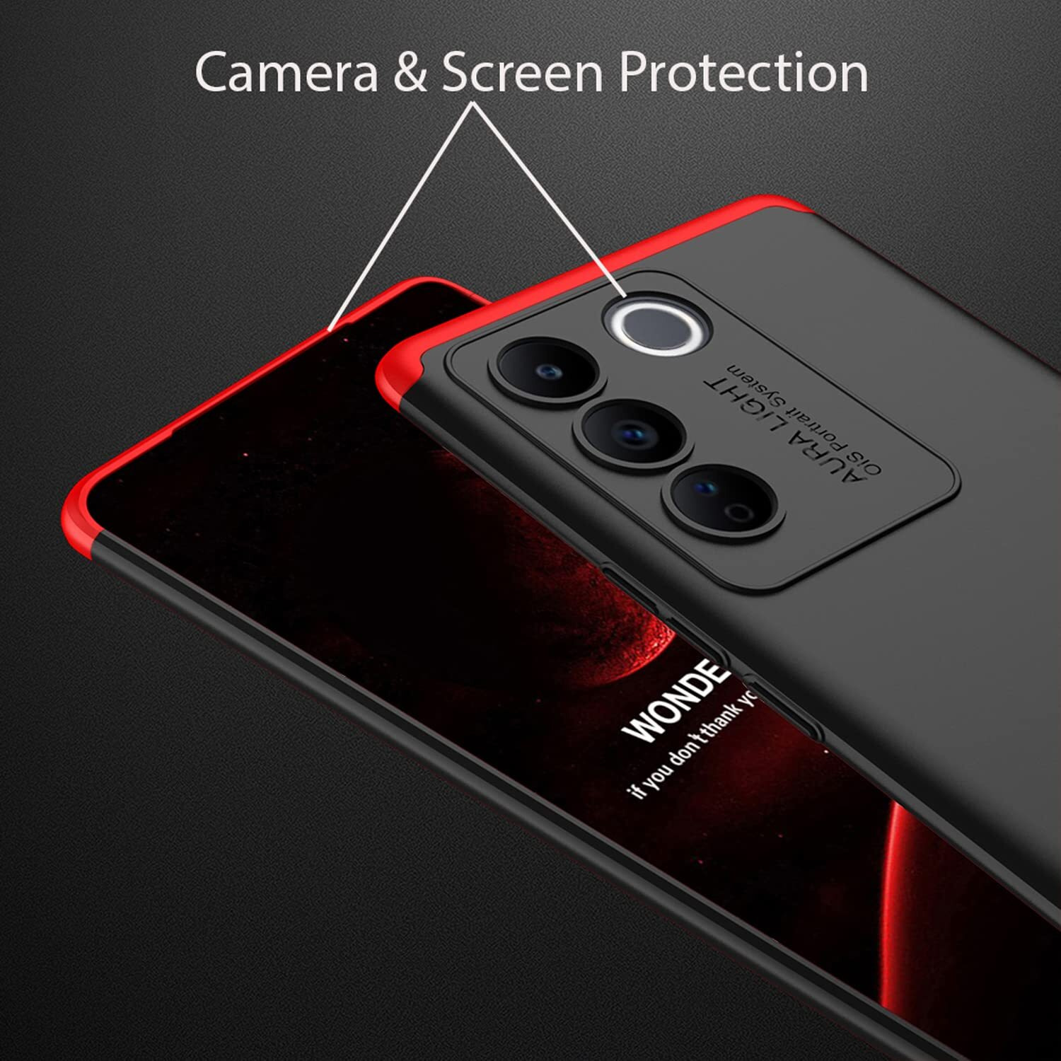 Kapa Double Dip Full 360 Protection Back Case Cover for Vivo V27 Pro (5G) (Red,Black)