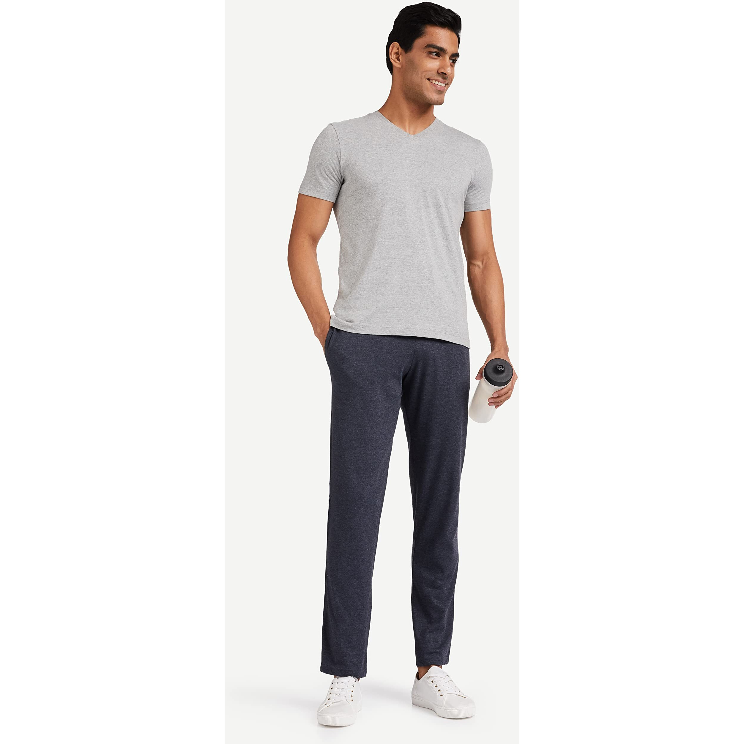 Amazon Brand - Symbol Men's Track Pant | Casual Night Wear | Sweatpants | Pajama (Sports | Gym | Yoga) - Regular Fit (Blue Melange_L)