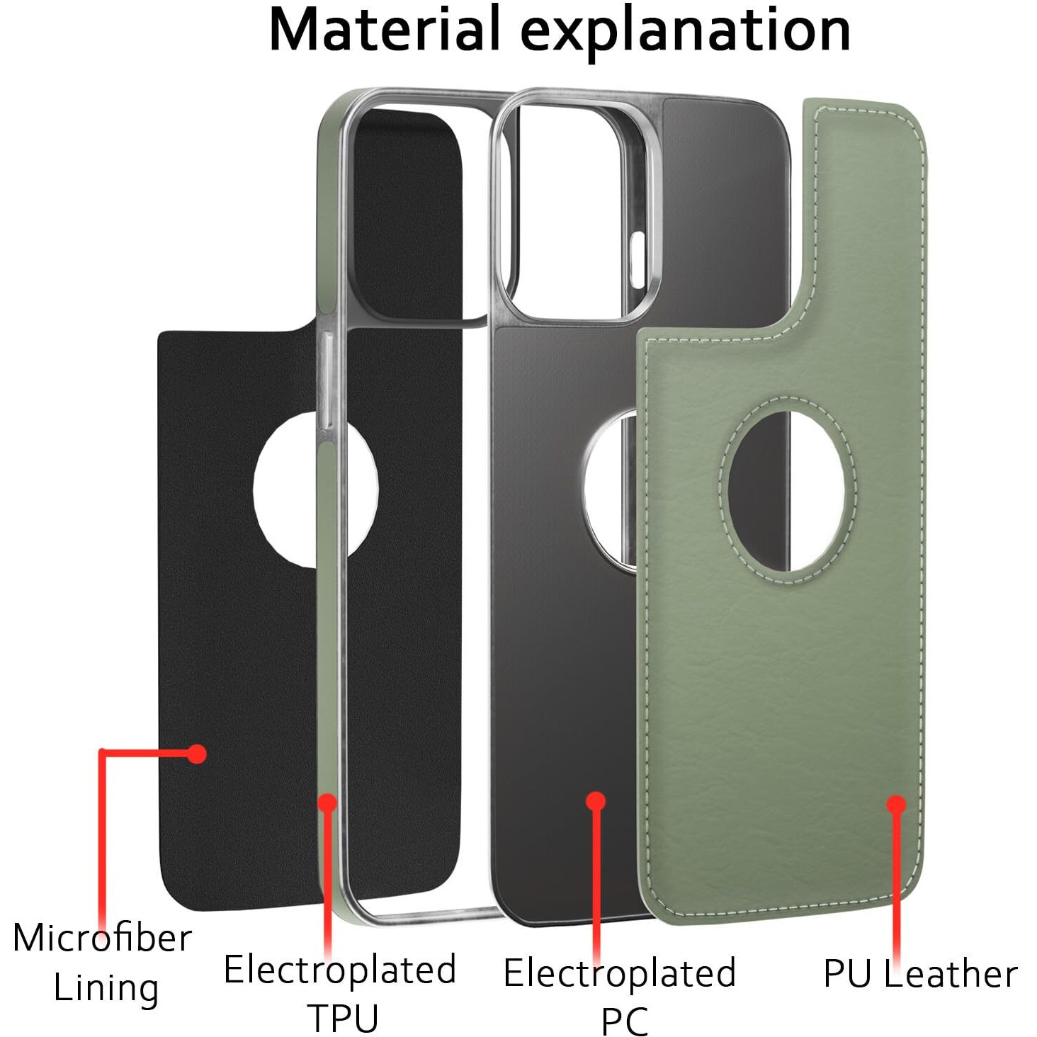 Pikkme Chrome Leather Back Cover | Flexible Pu Leather | Full Camera Protection | Silver Electroplated Chrome | Bumper Case for iPhone 13 (Chrome Green)