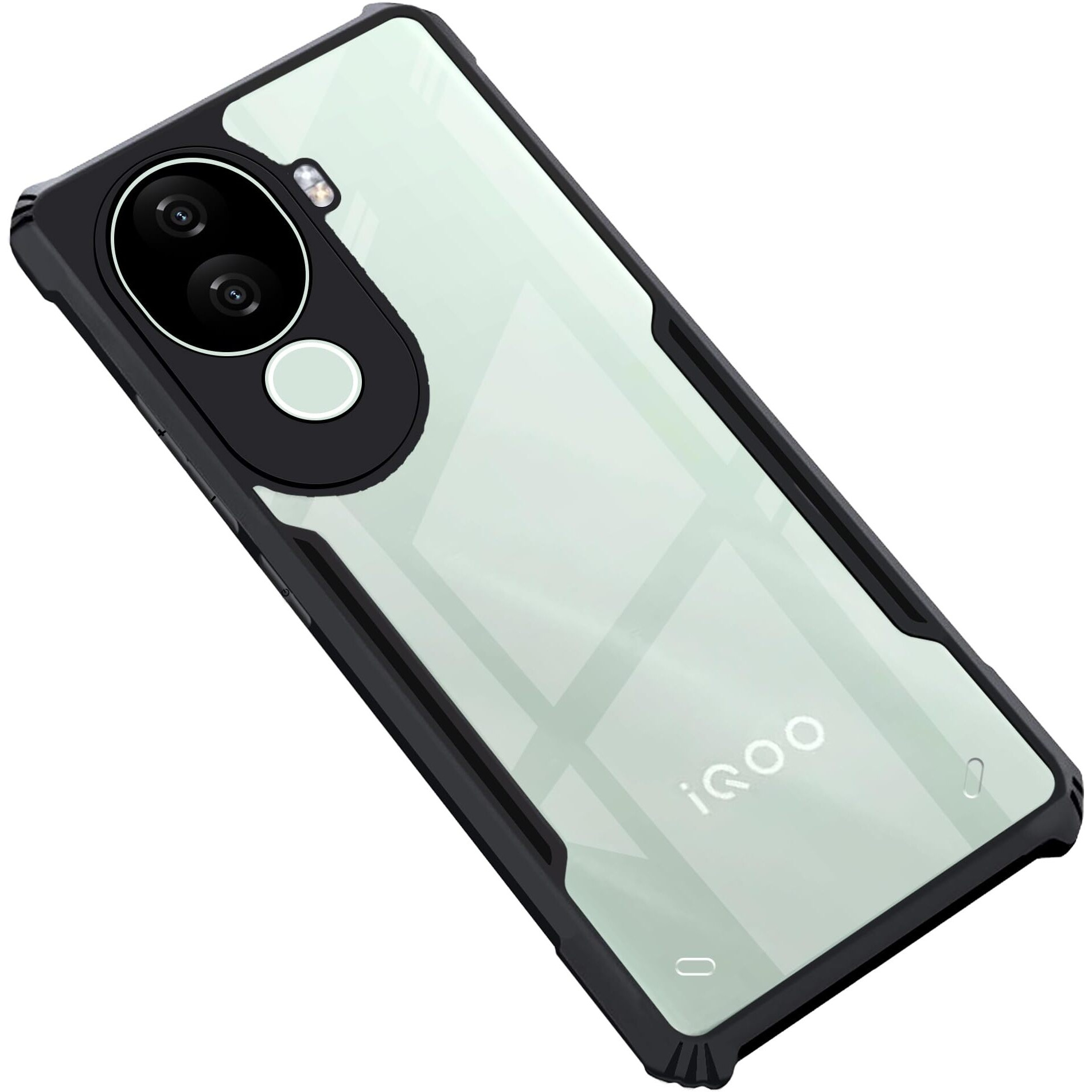 CEDO iQOO Z9s (5G) / Vivo V40e (5G) Back Case Cover | Camera Protection Shockproof Bumper-Edge | Acrylic Crystal Clear 360 Degree Protection TPU+PC | Transparent Eagle Back Case Cover (Black)