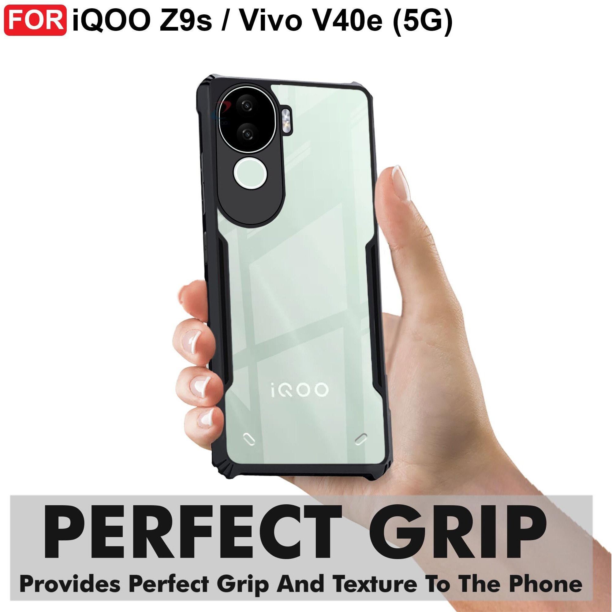 CEDO iQOO Z9s (5G) / Vivo V40e (5G) Back Case Cover | Camera Protection Shockproof Bumper-Edge | Acrylic Crystal Clear 360 Degree Protection TPU+PC | Transparent Eagle Back Case Cover (Black)