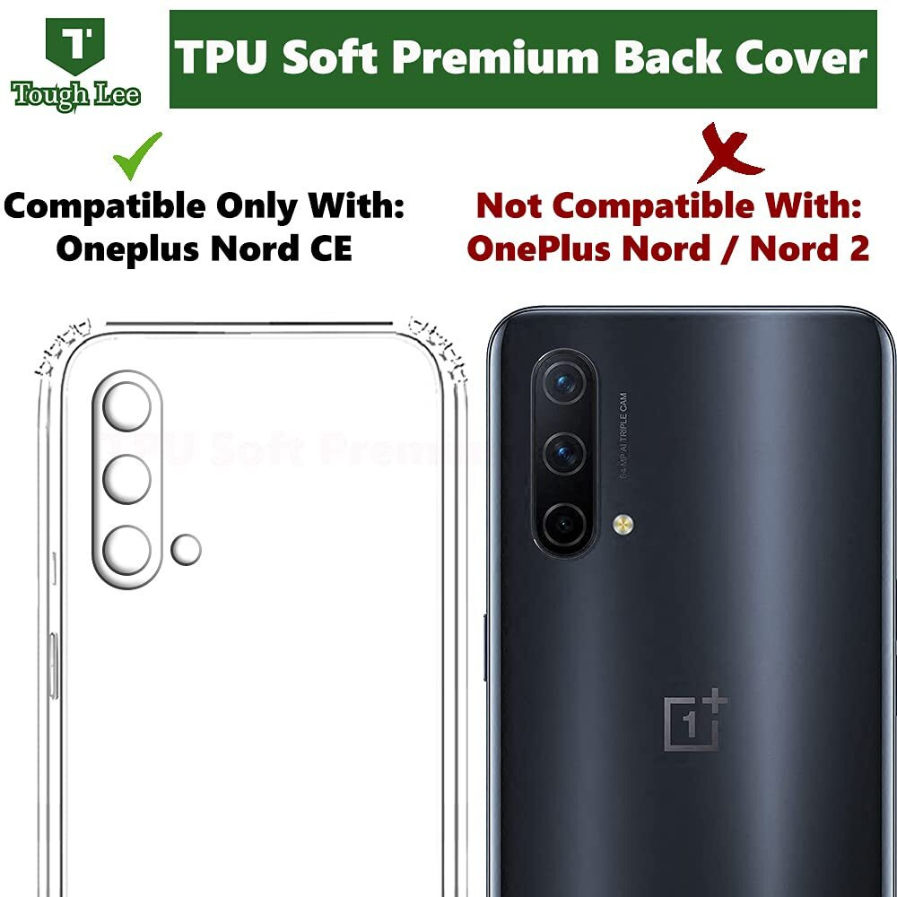 Tough Lee Back Case Cover for OnePlus Nord CE 5G (Silicon | Transparent | for Boys/Girls/Men/Women)