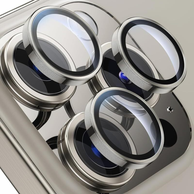 ZedGear Camera Lens Protector for iPhone 15 Pro 6.1"& iPhone 15 Pro Max 6.7" Tempered Glass Lens Ring Cover Fit for iPhone 15 Pro/iPhone 15 Pro Max (Natural Titanium)